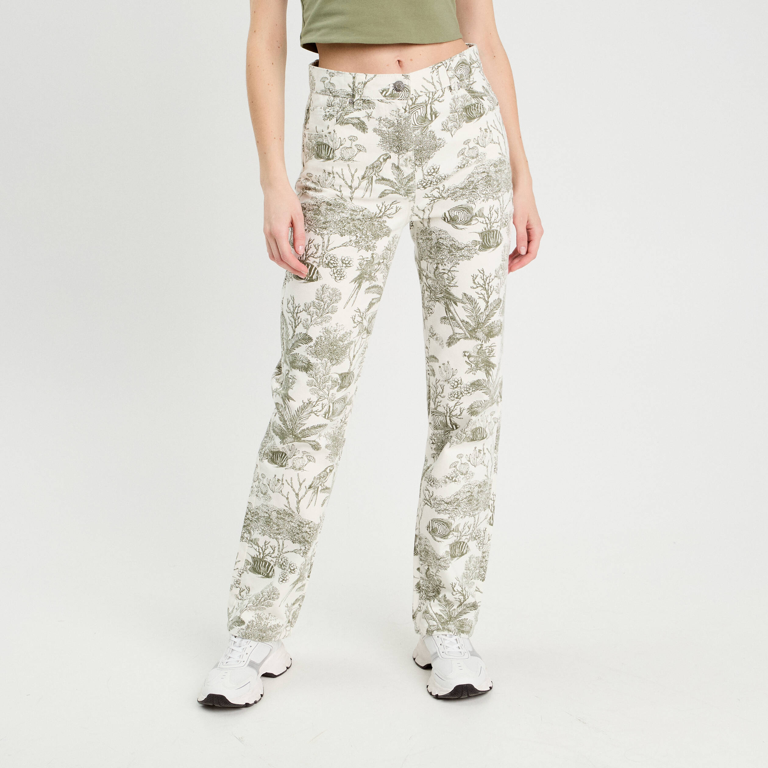 Jean droit taille haute blanc femme