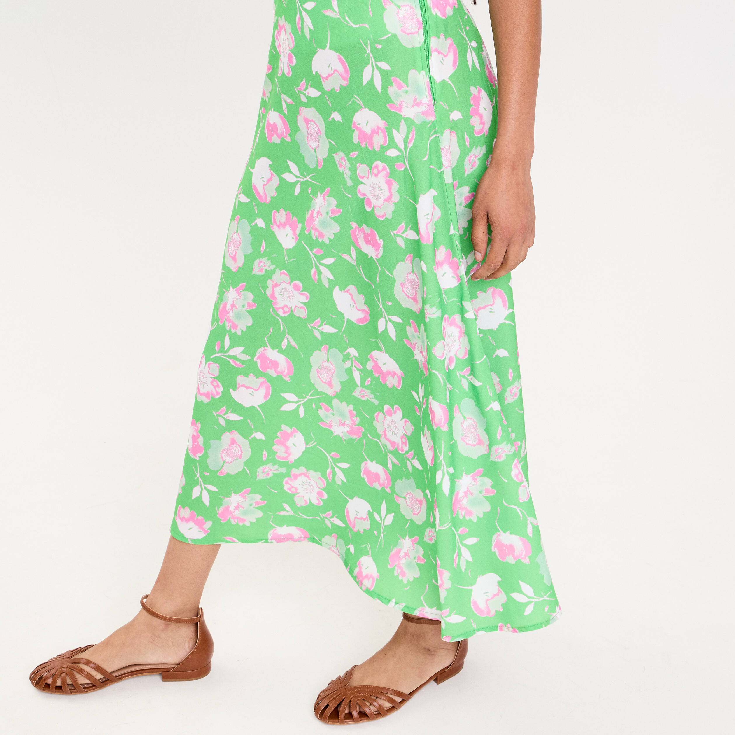 Jupe &eacute;vas&eacute;e longueur midi vert fluo femme