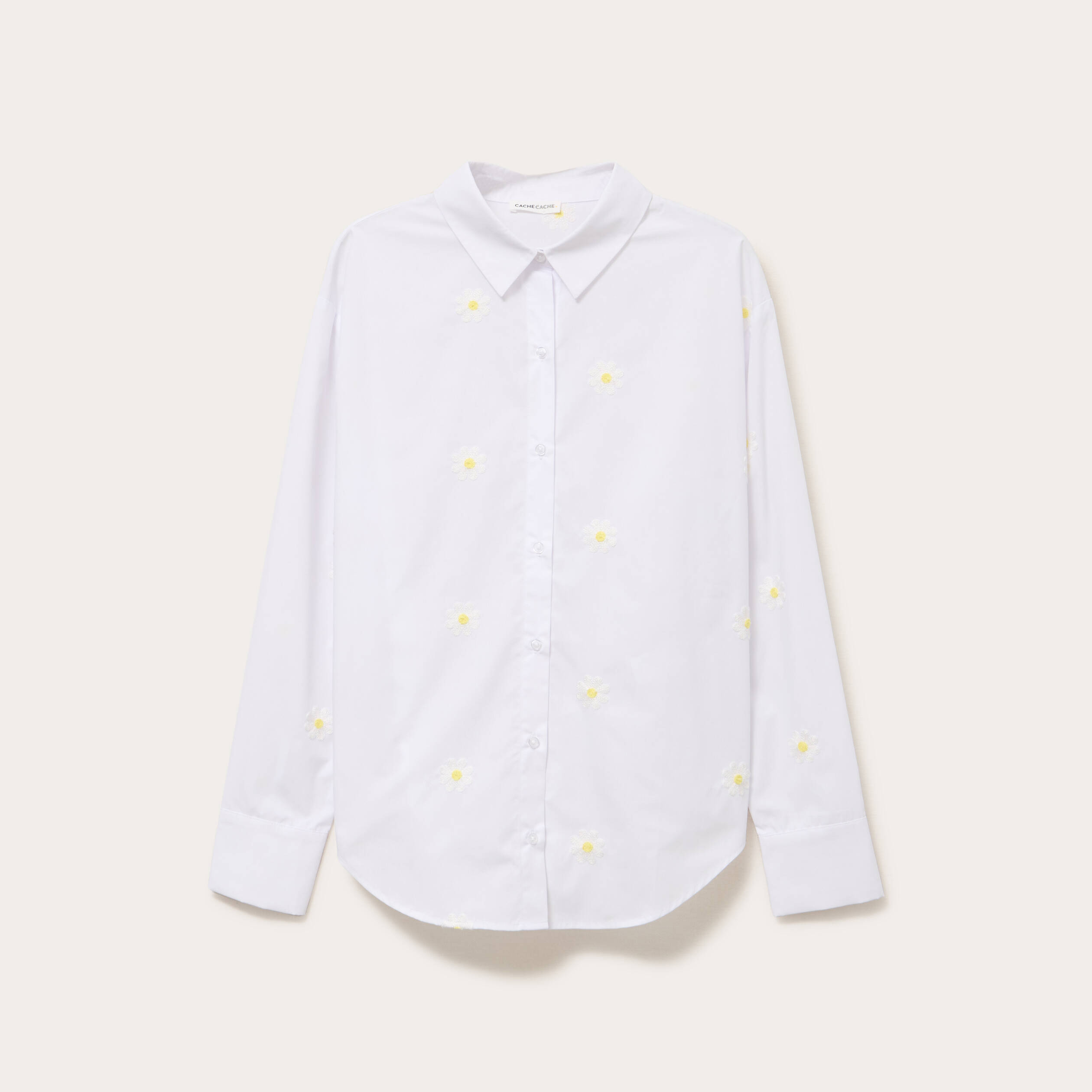 Chemise droite courte col classique blanc femme