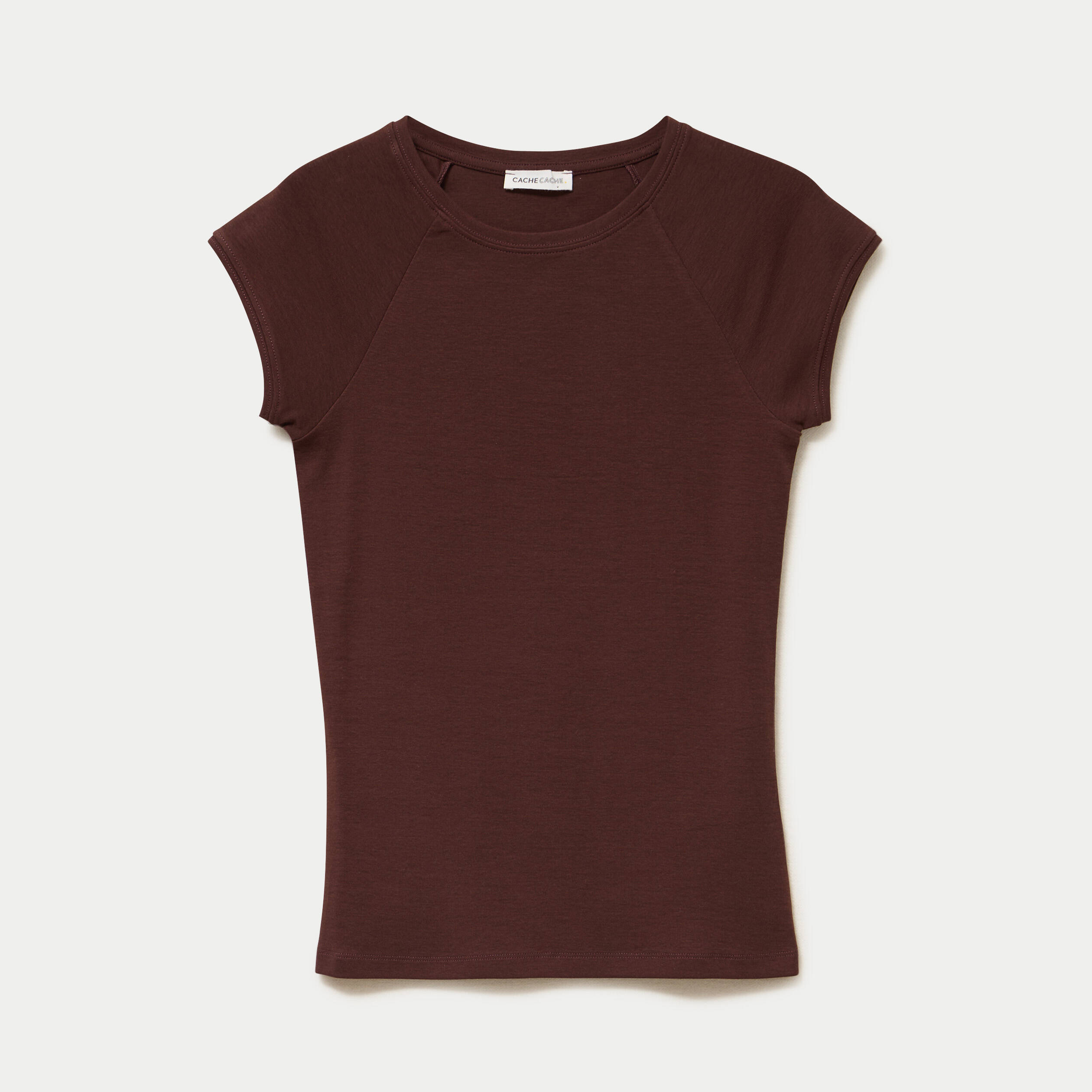 T-shirt manches courtes marron femme