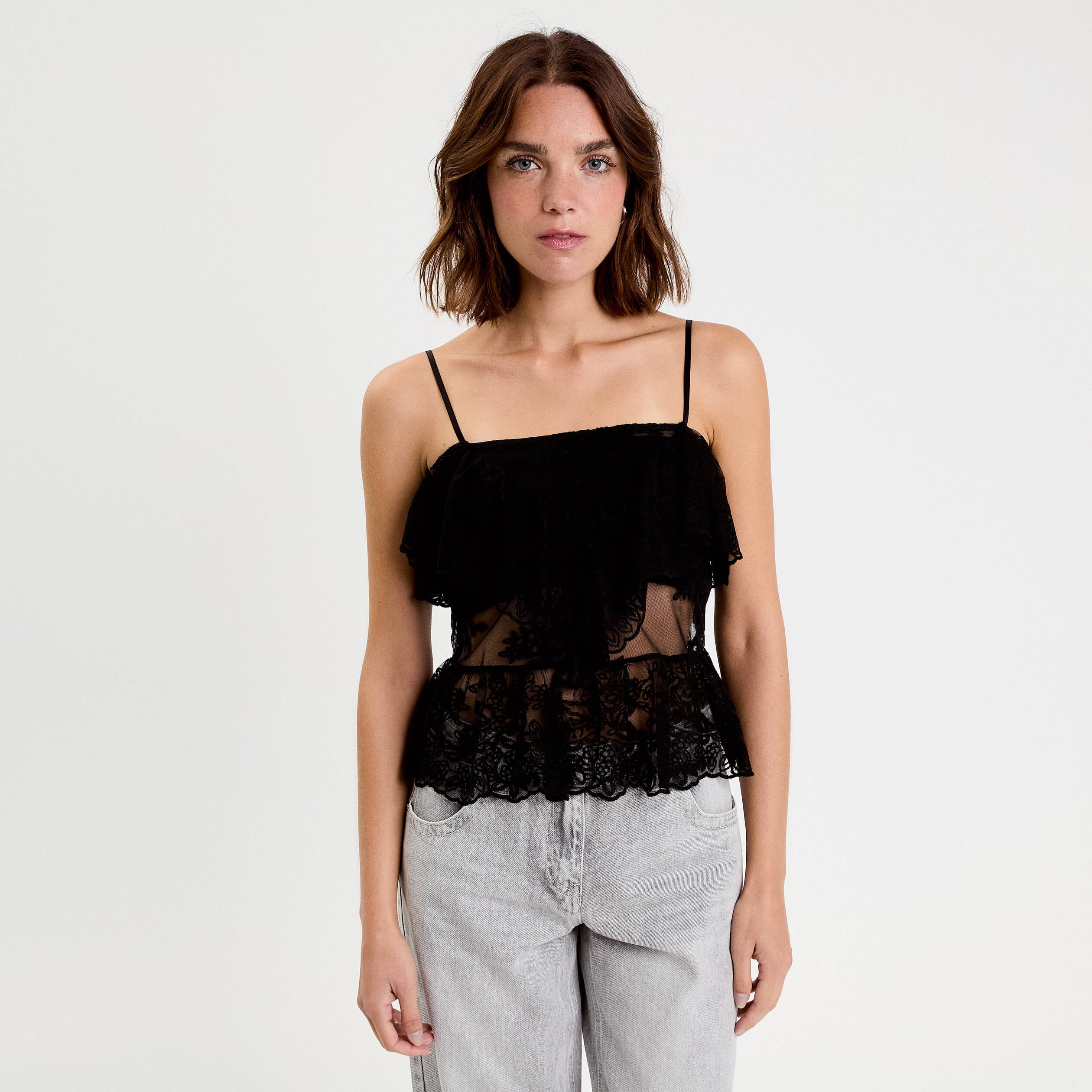 D&eacute;bardeur dentelle noir femme