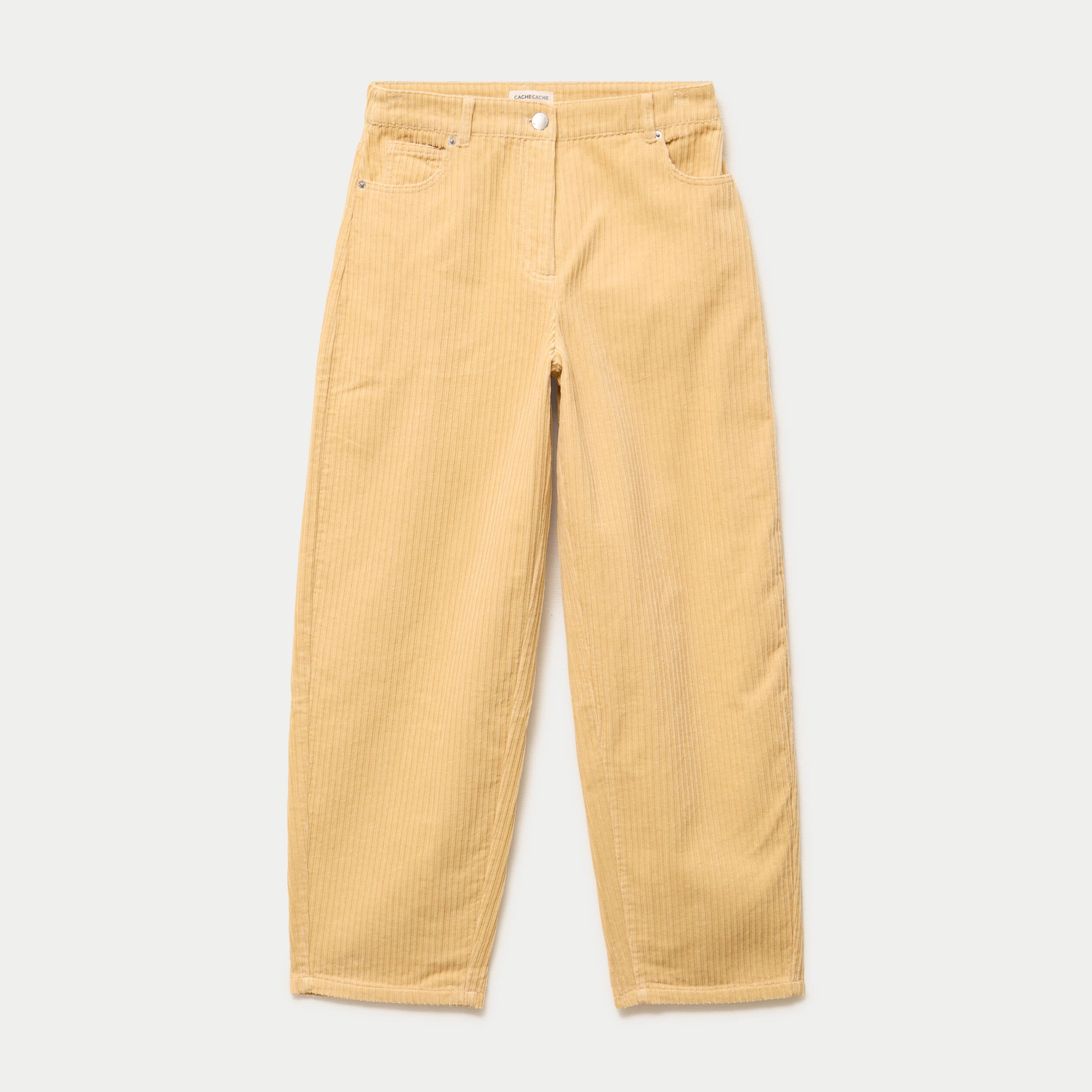 Pantalon large en velours jaune femme