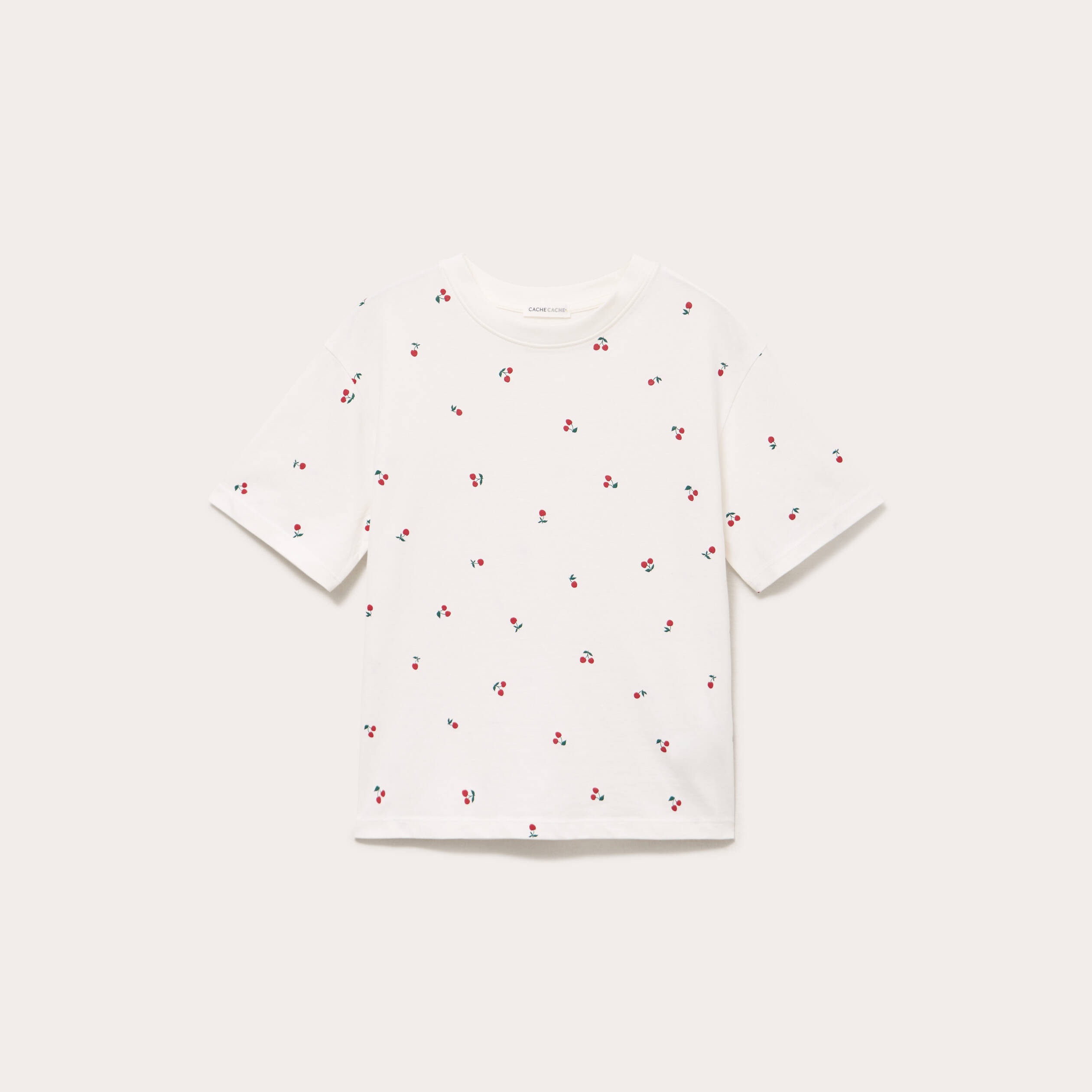 T-shirt &agrave; motif manches courtes blanc femme