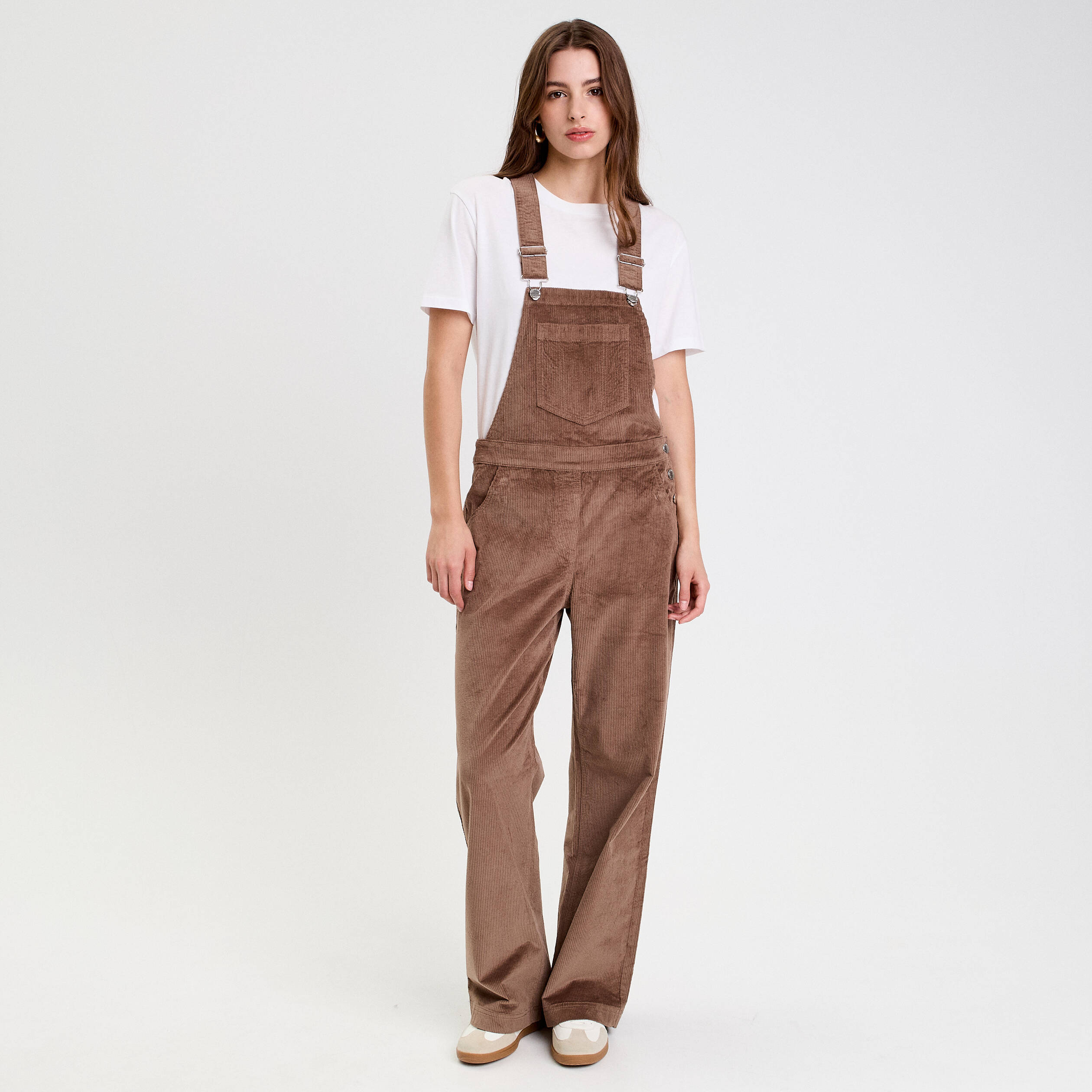 Salopette en velours taupe femme