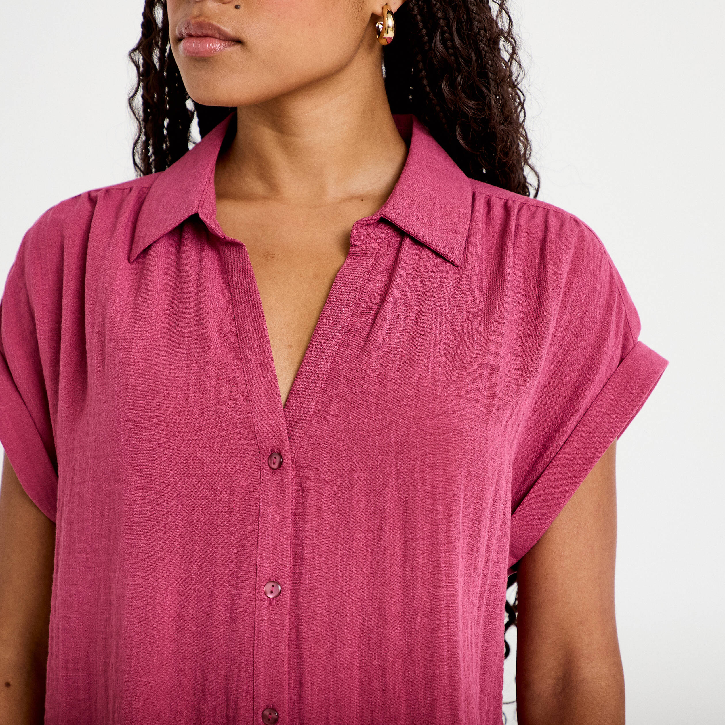 Blouse manches courtes prune femme