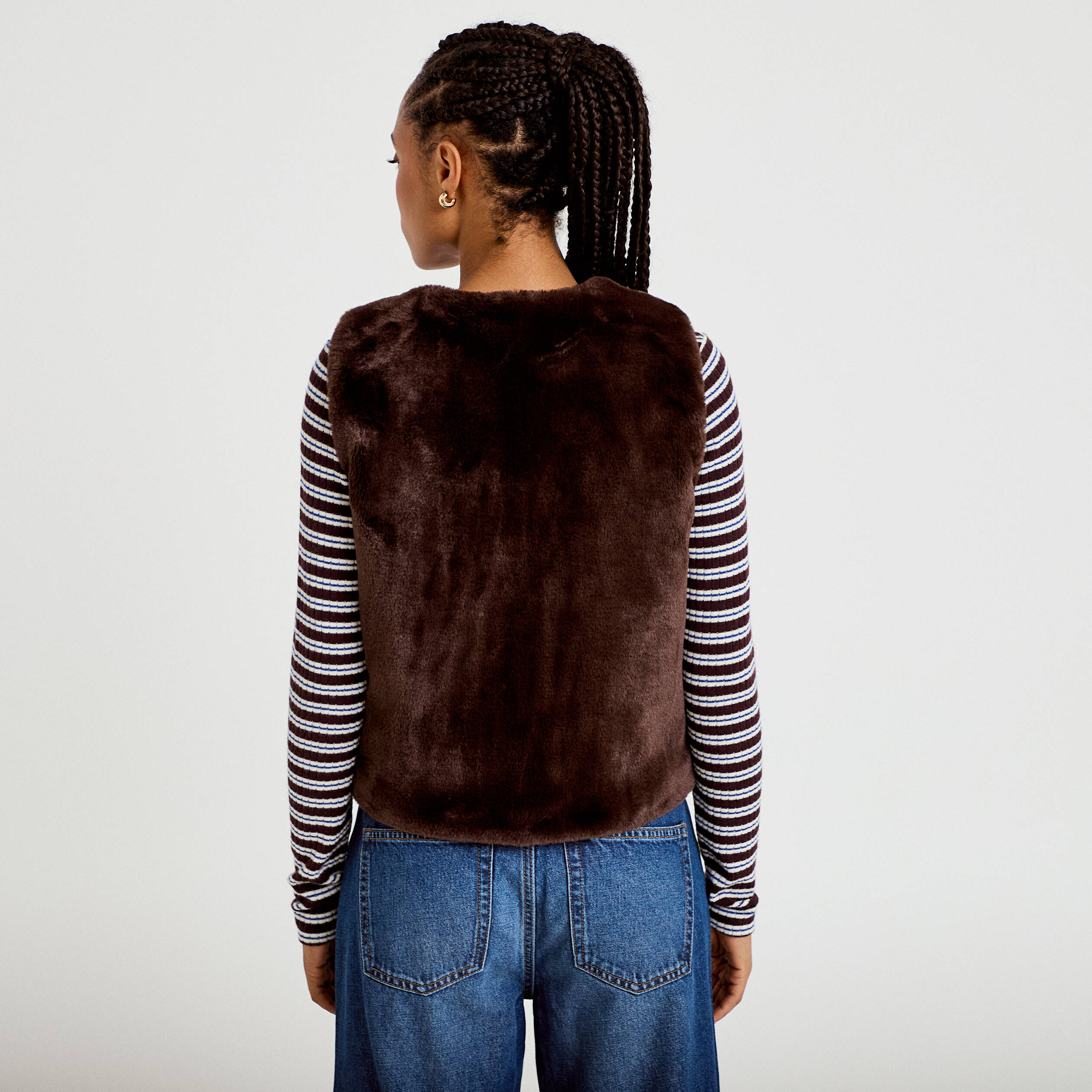 Gilet r&eacute;versible sans manches marron fonc&eacute; femme
