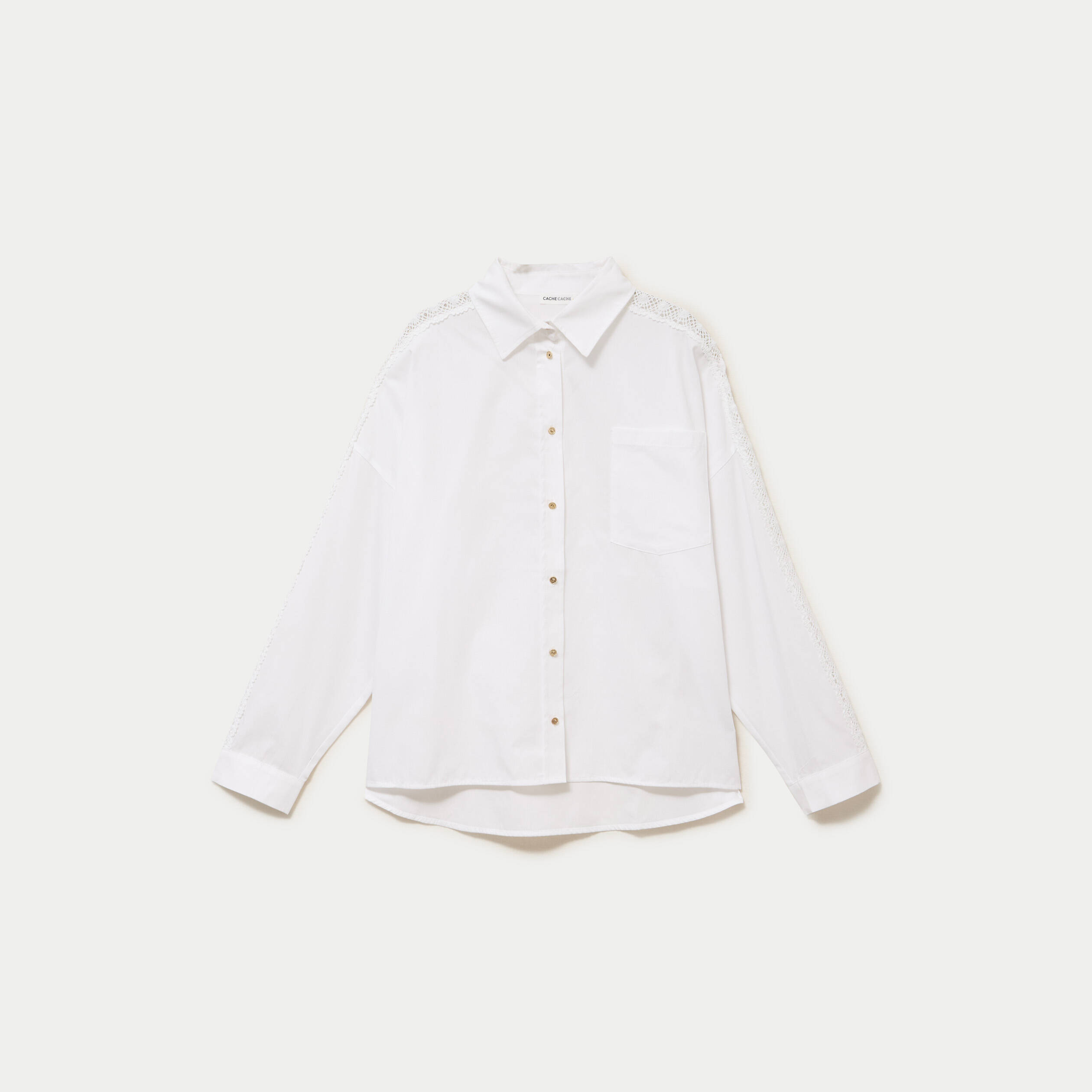 Chemise d&eacute;tails dentelle ecru femme