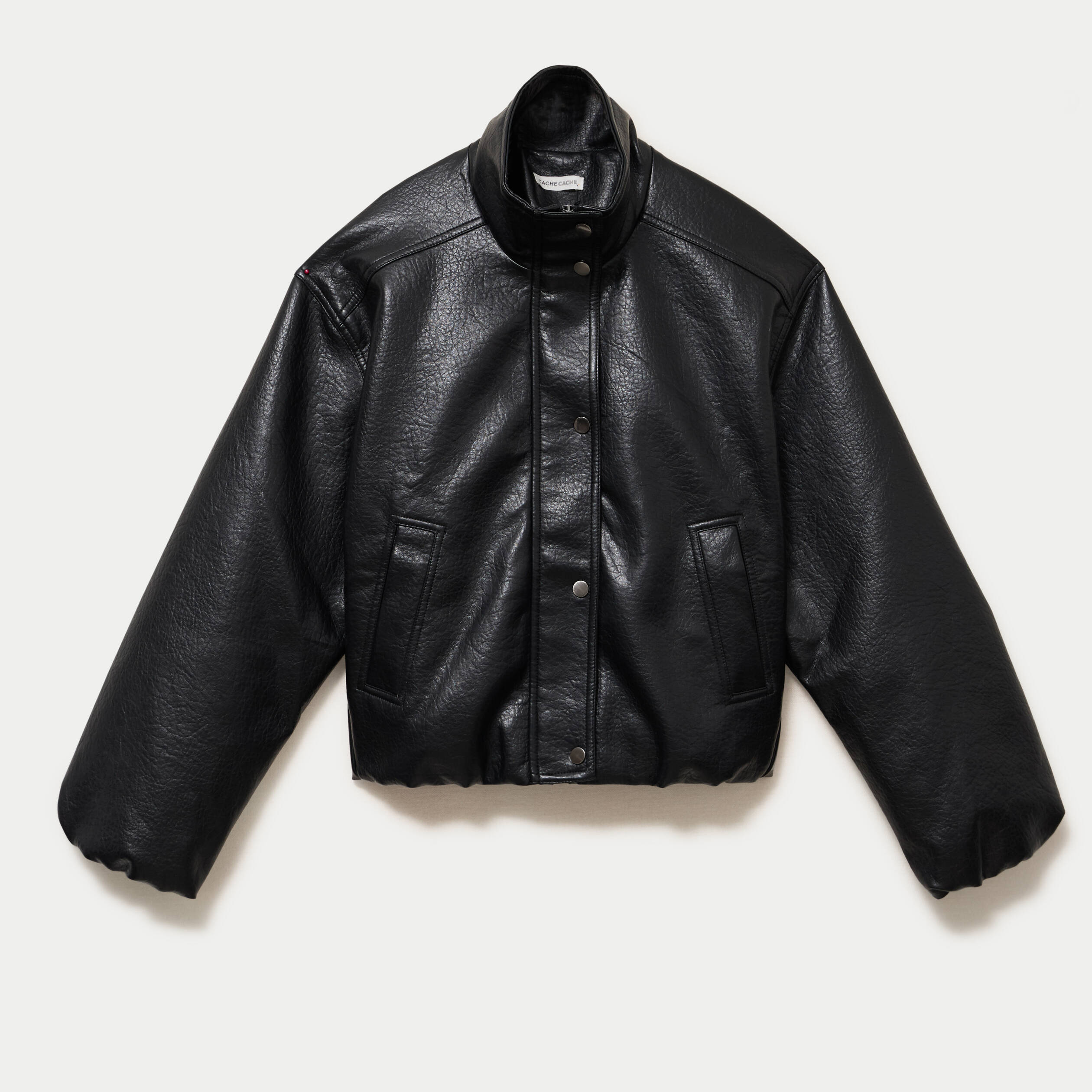 Veste oversize cropped similicuir noir femme