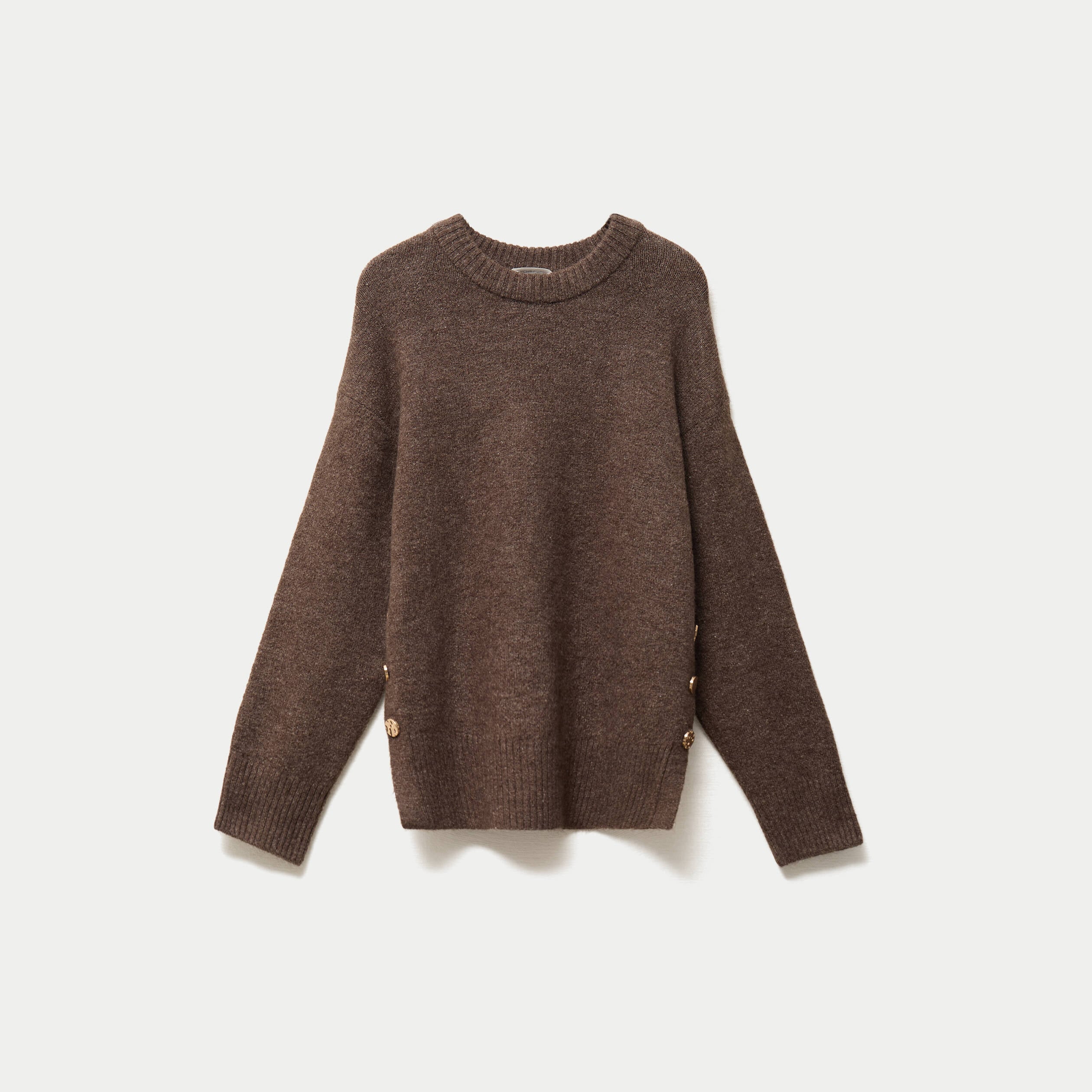 Pull manches longues marron fonc&eacute; femme
