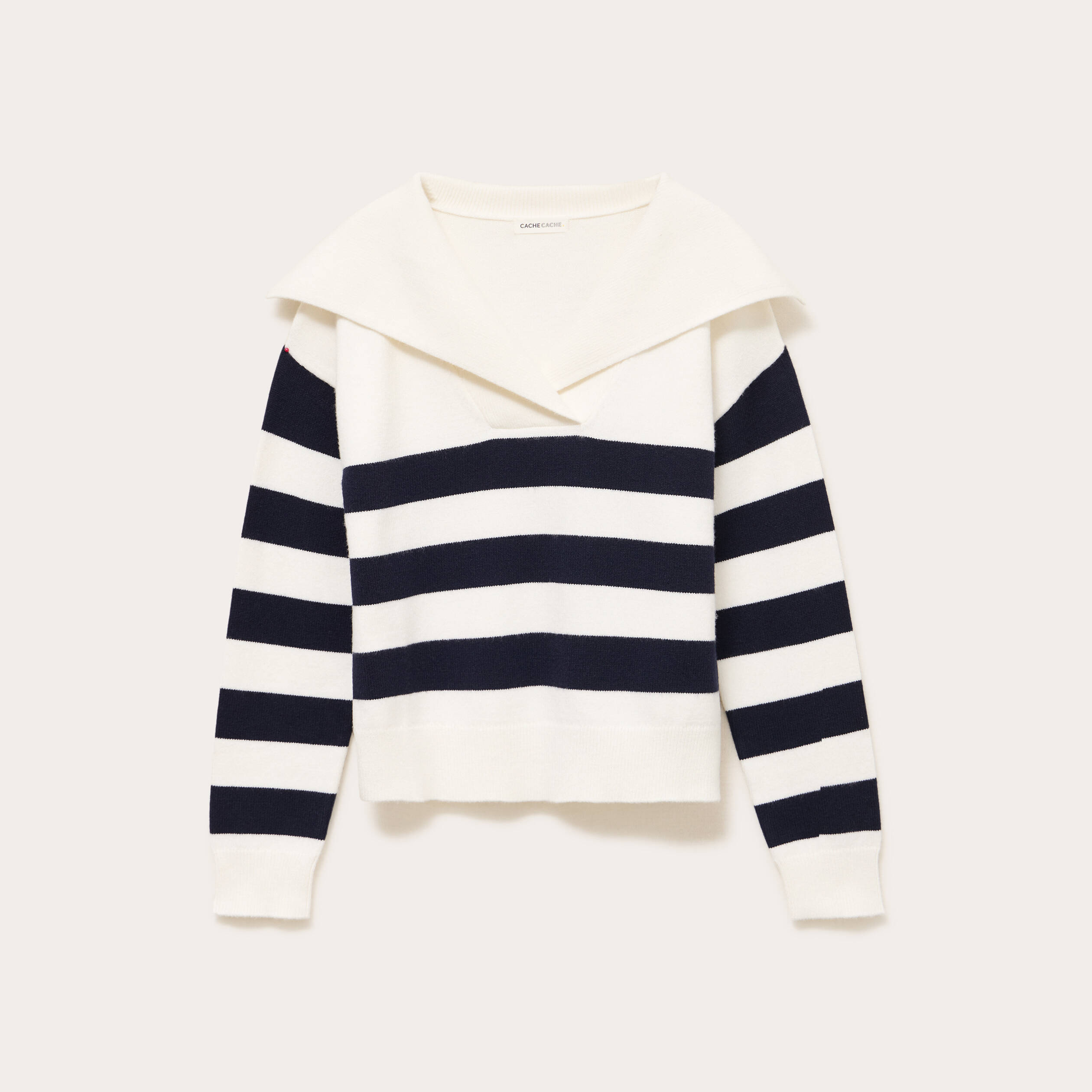 Pull col marin manches longues blanc femme