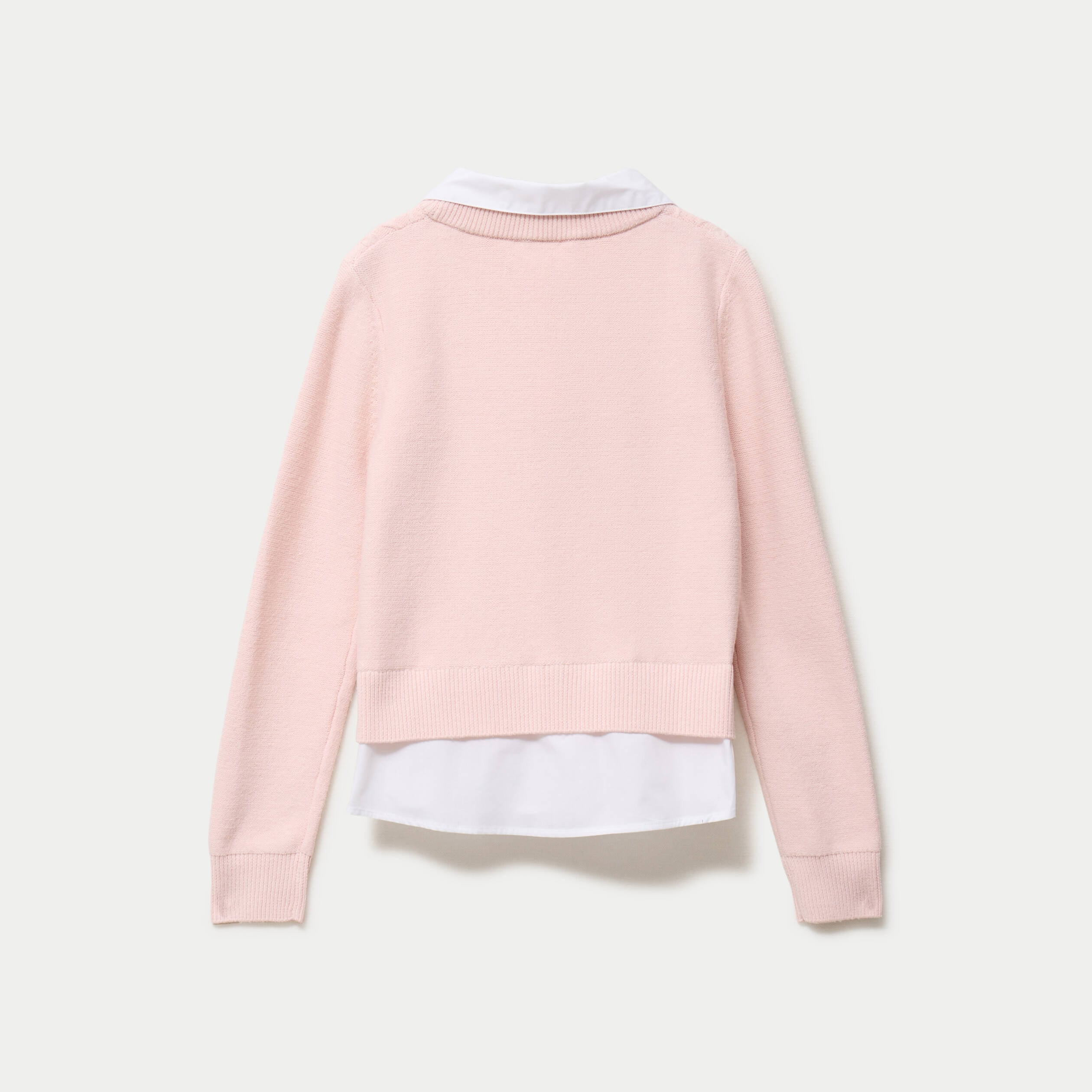 Pull chemise 2-en-1 rose clair femme