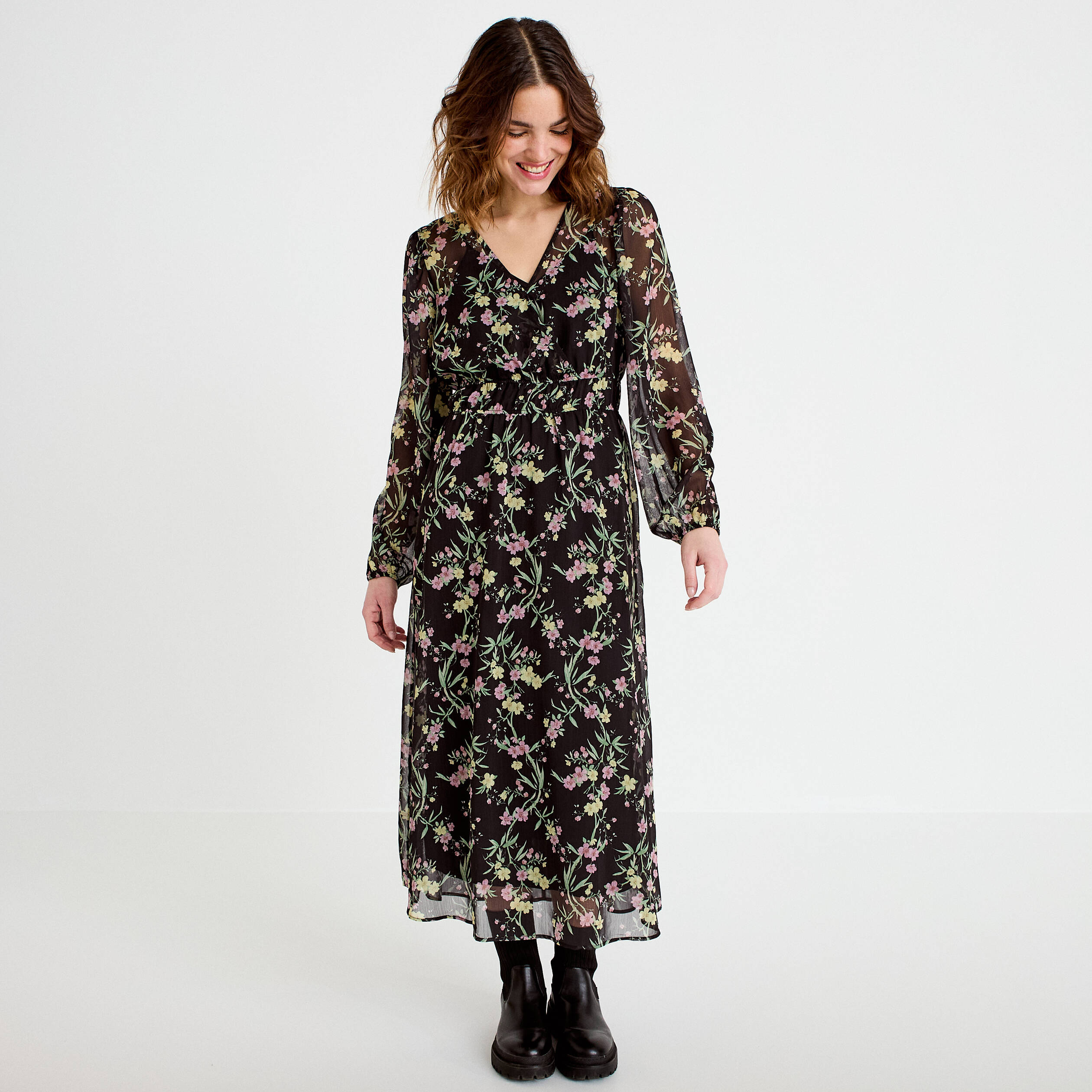 Robe &eacute;vas&eacute;e noir femme