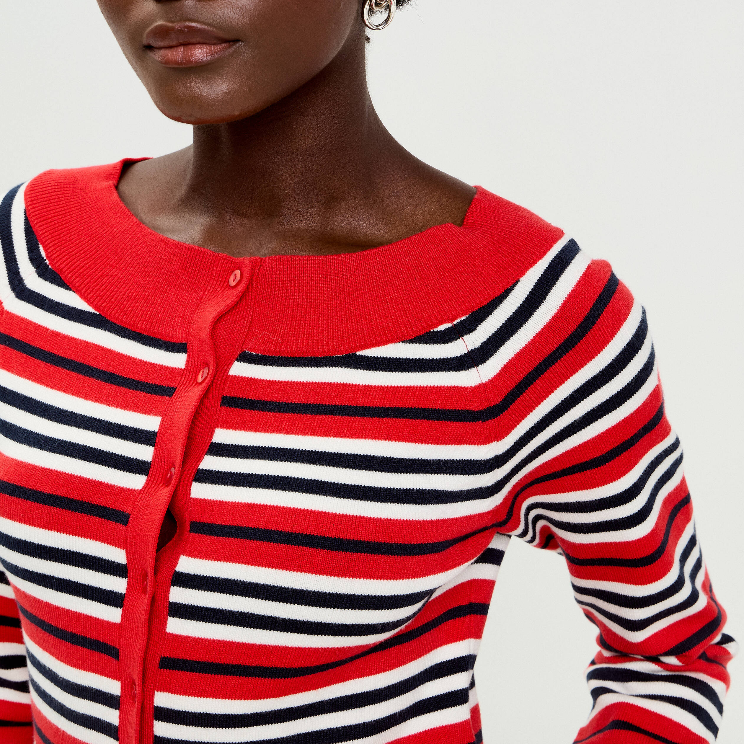 Gilet col bateau rouge femme