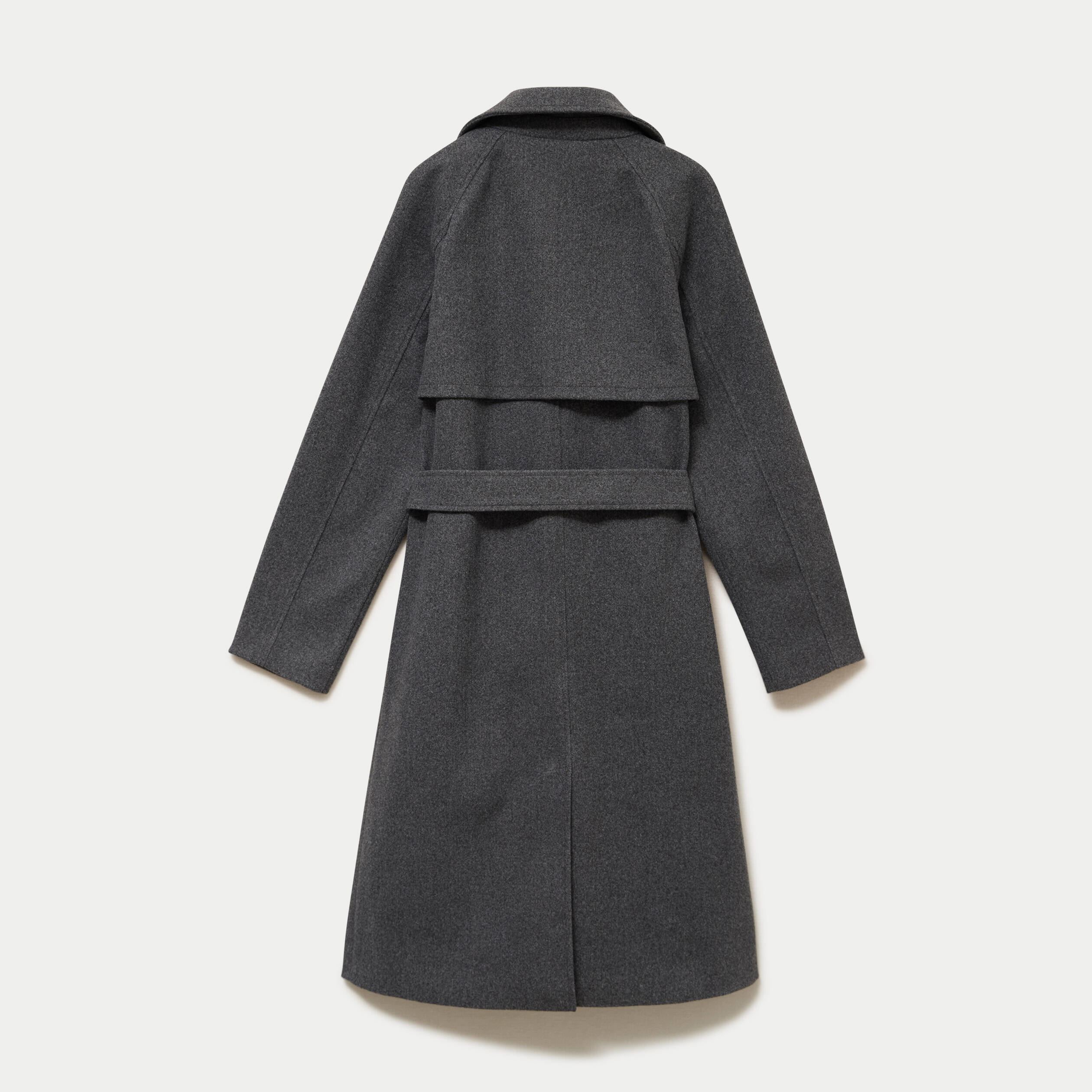 Manteau droit mi-long &agrave; manches longues gris femme
