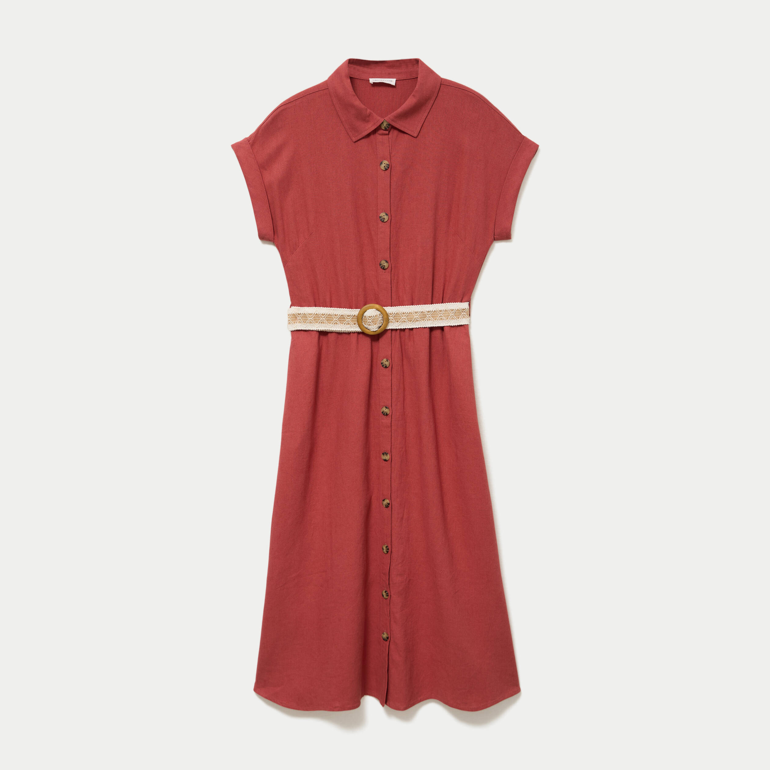 Robe &eacute;vas&eacute;e avec ceinture amovible vieux rose femme