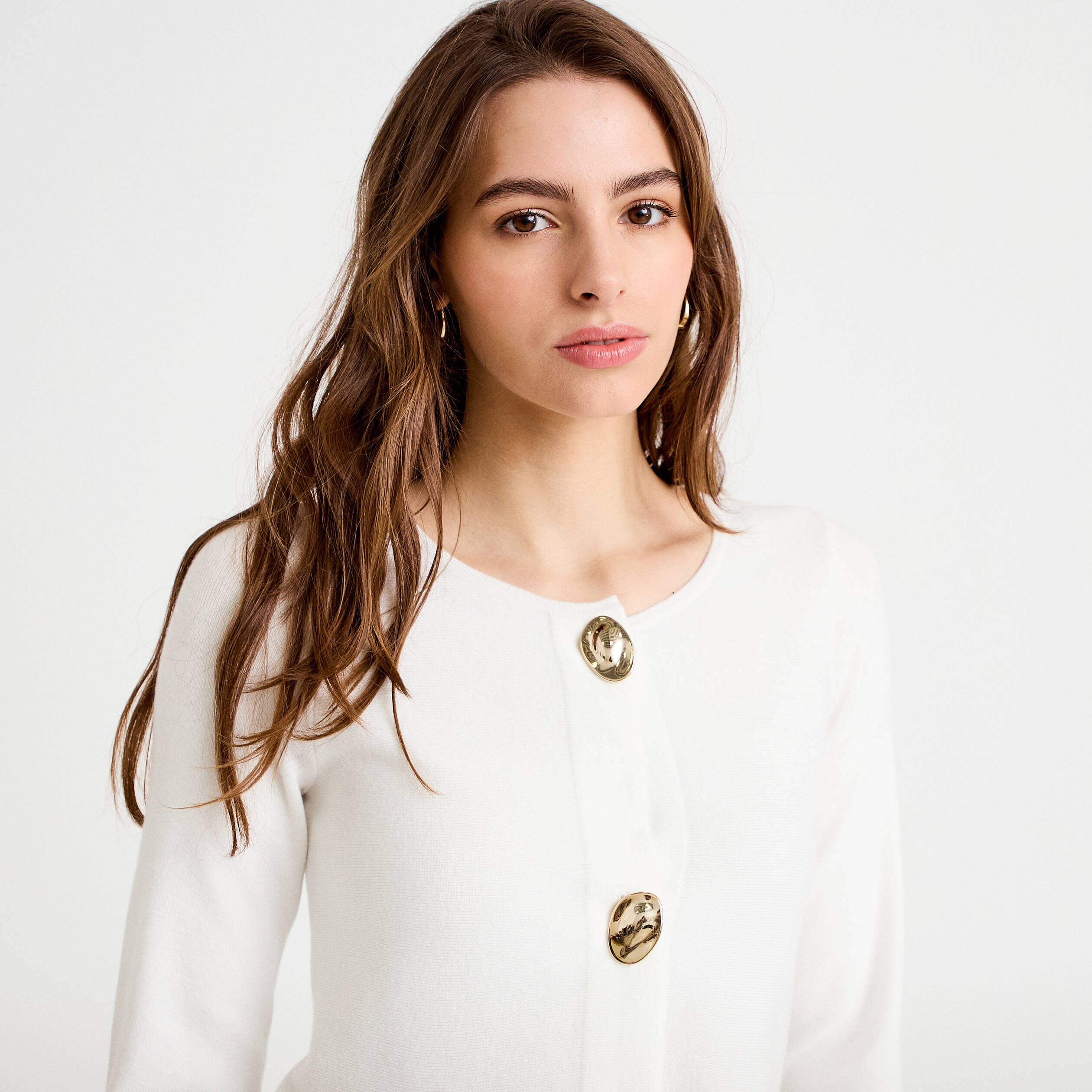 Gilet p&eacute;plum ecru femme