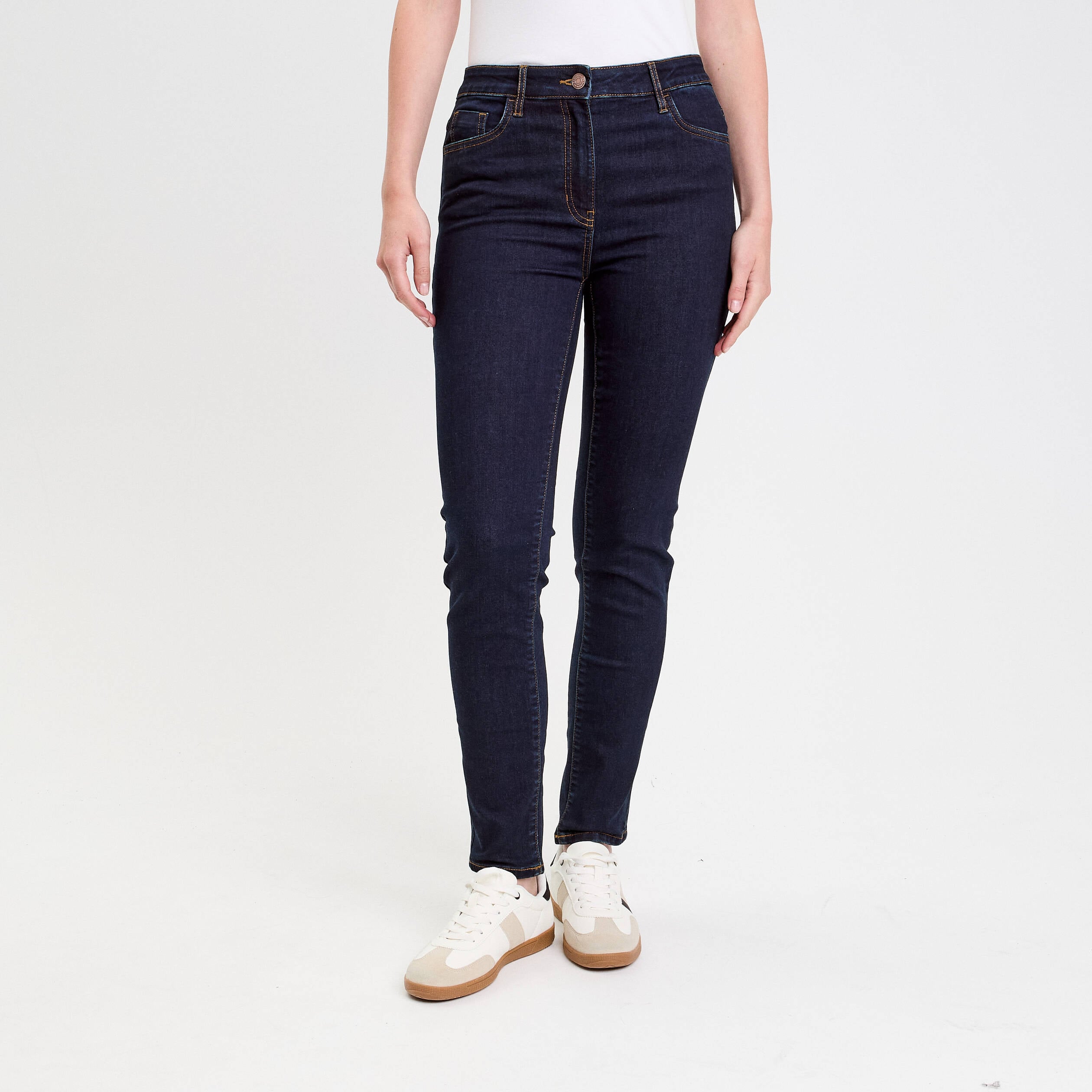 Jeans slim 5 poches denim brut femme
