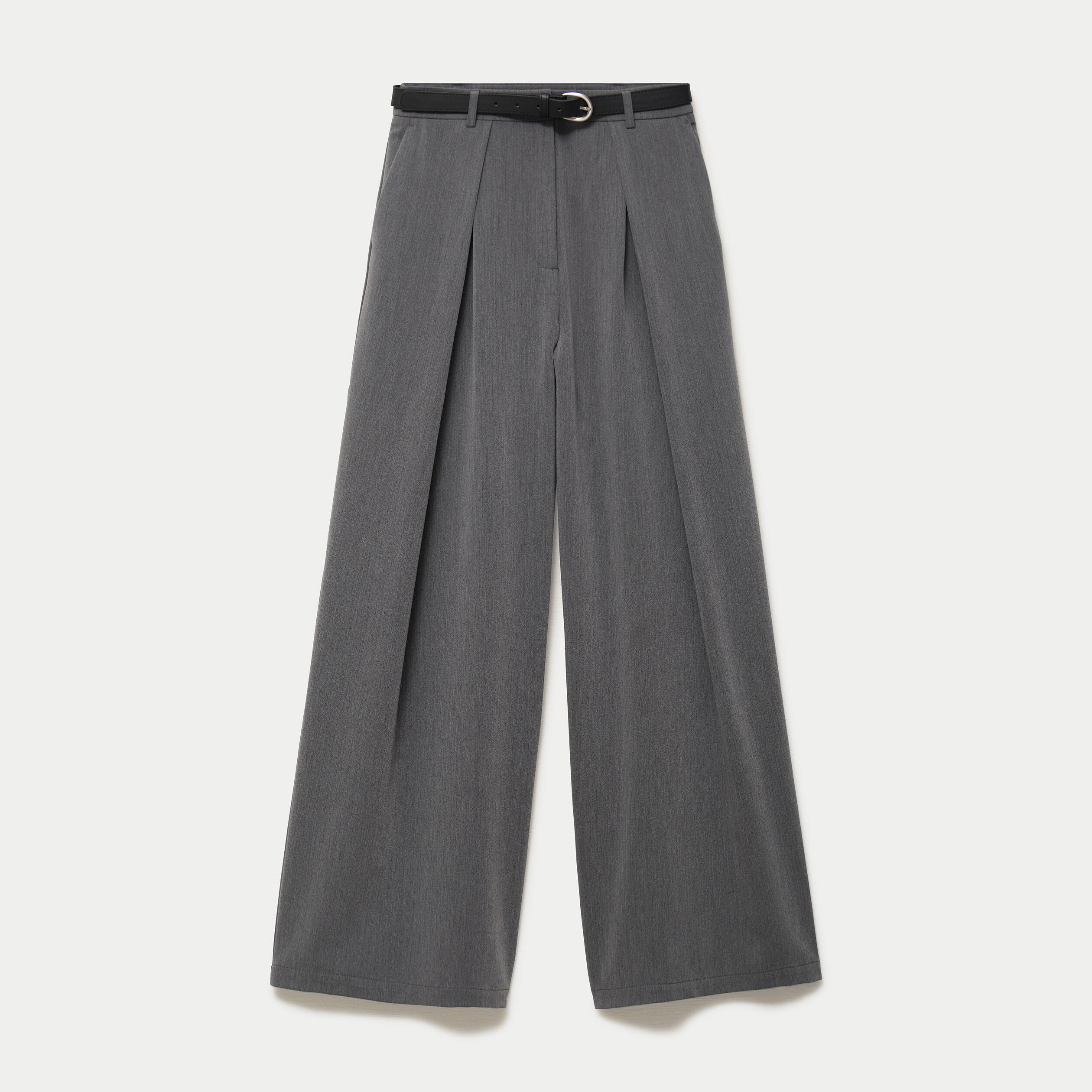 Pantalon bootcut ceinture amovible gris clair femme