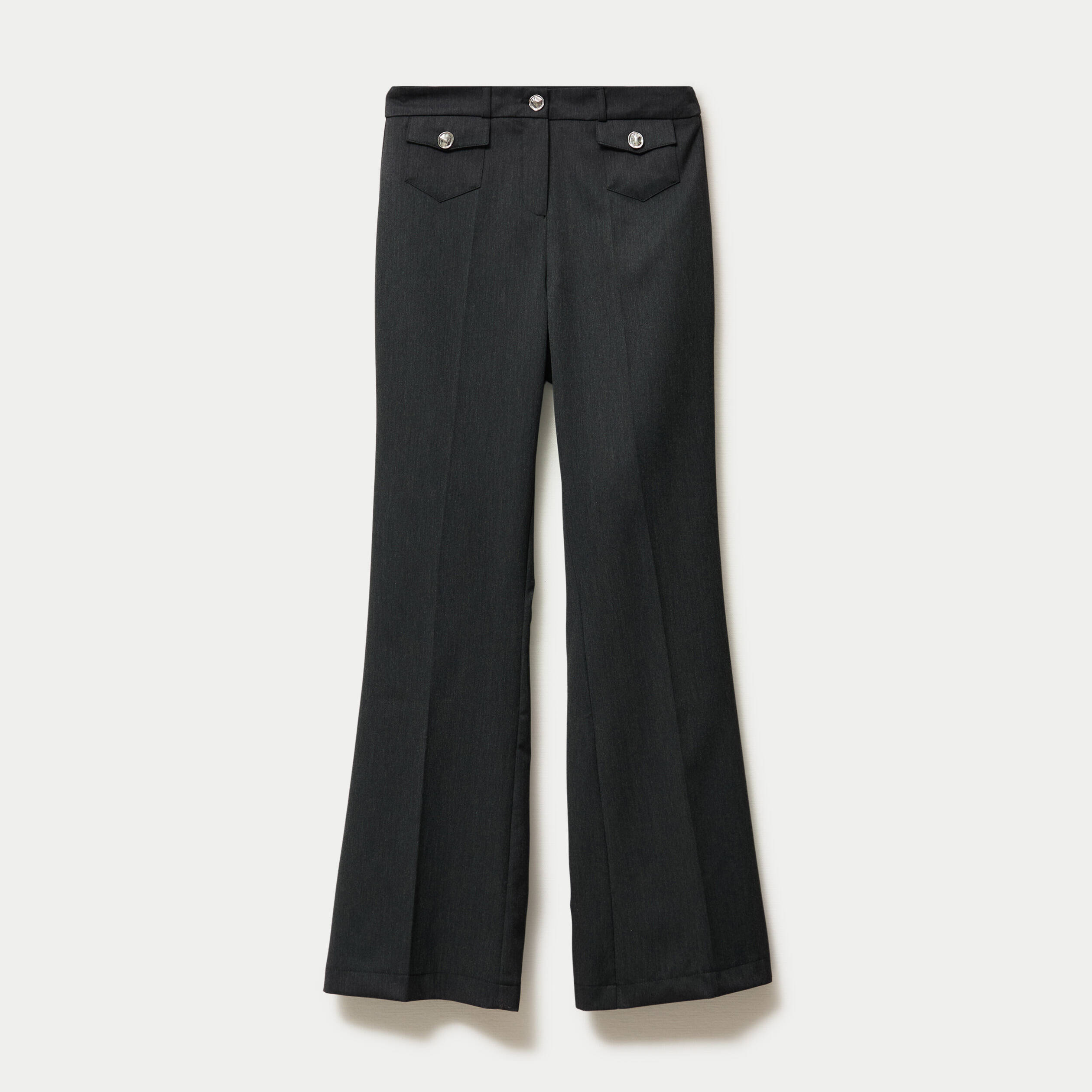 Pantalon bootcut taille basse gris fonc&eacute; femme