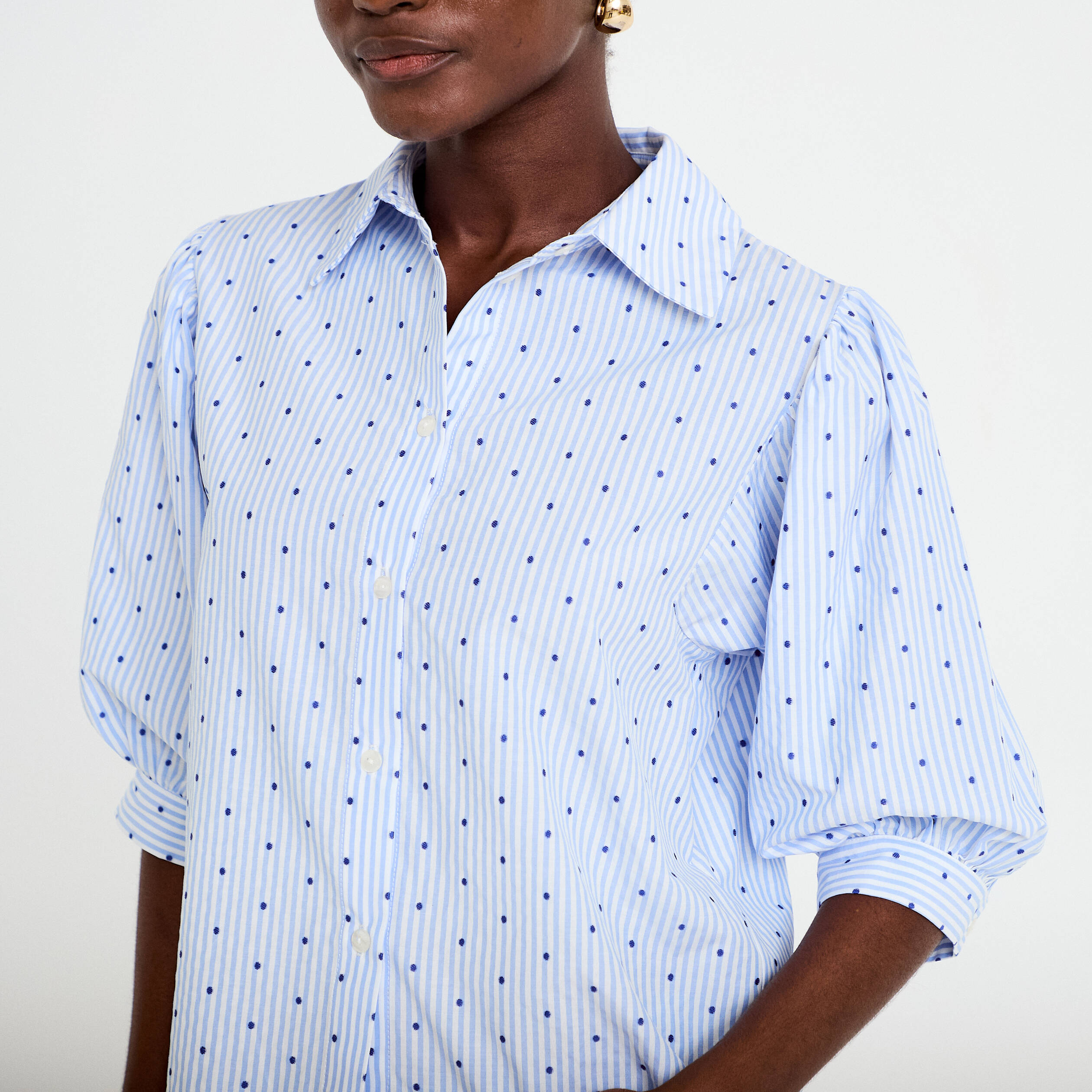 Chemise coupe ample manches 3/4 bleu femme