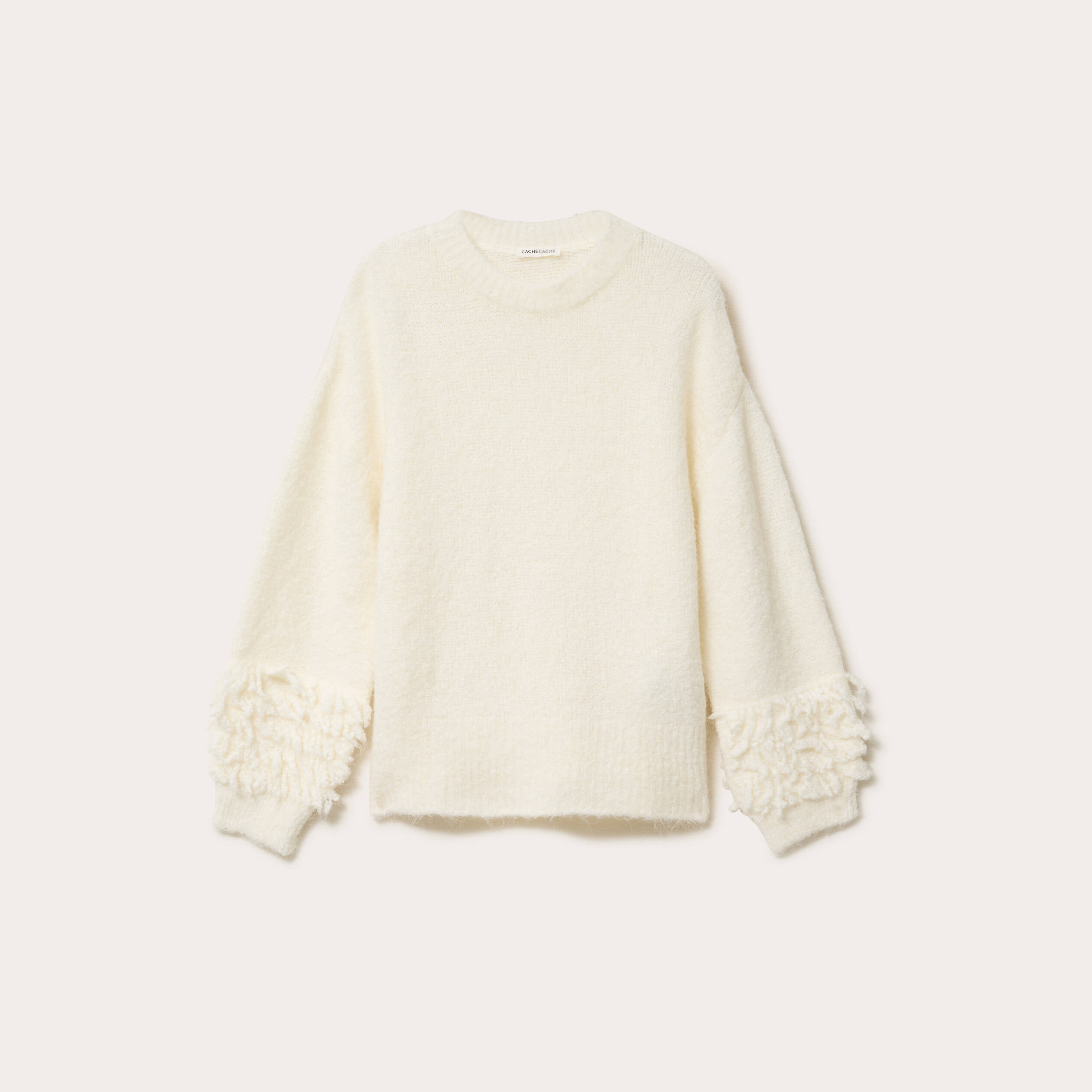Pull manches longues ecru femme
