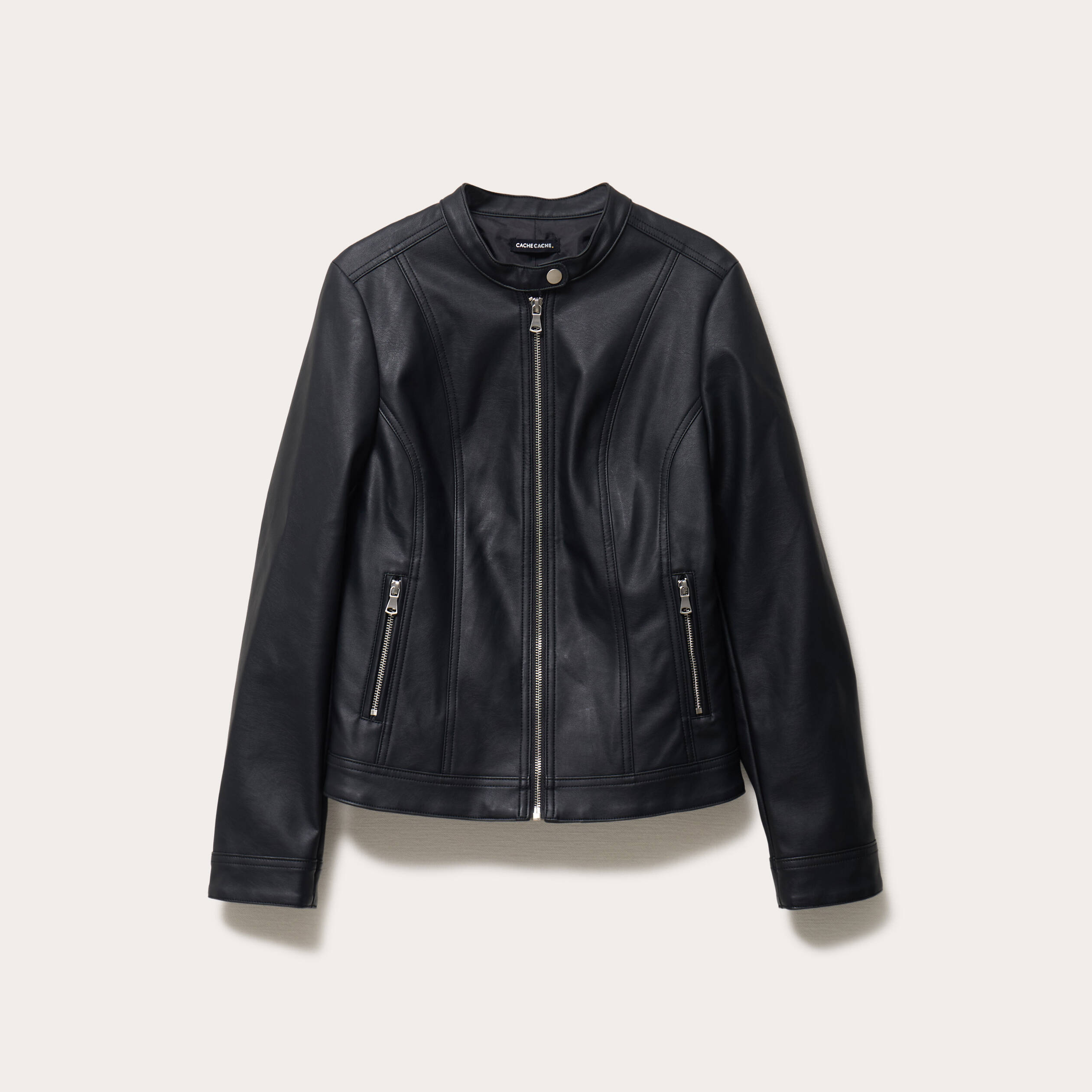 Veste droite zipp&eacute;e noir femme