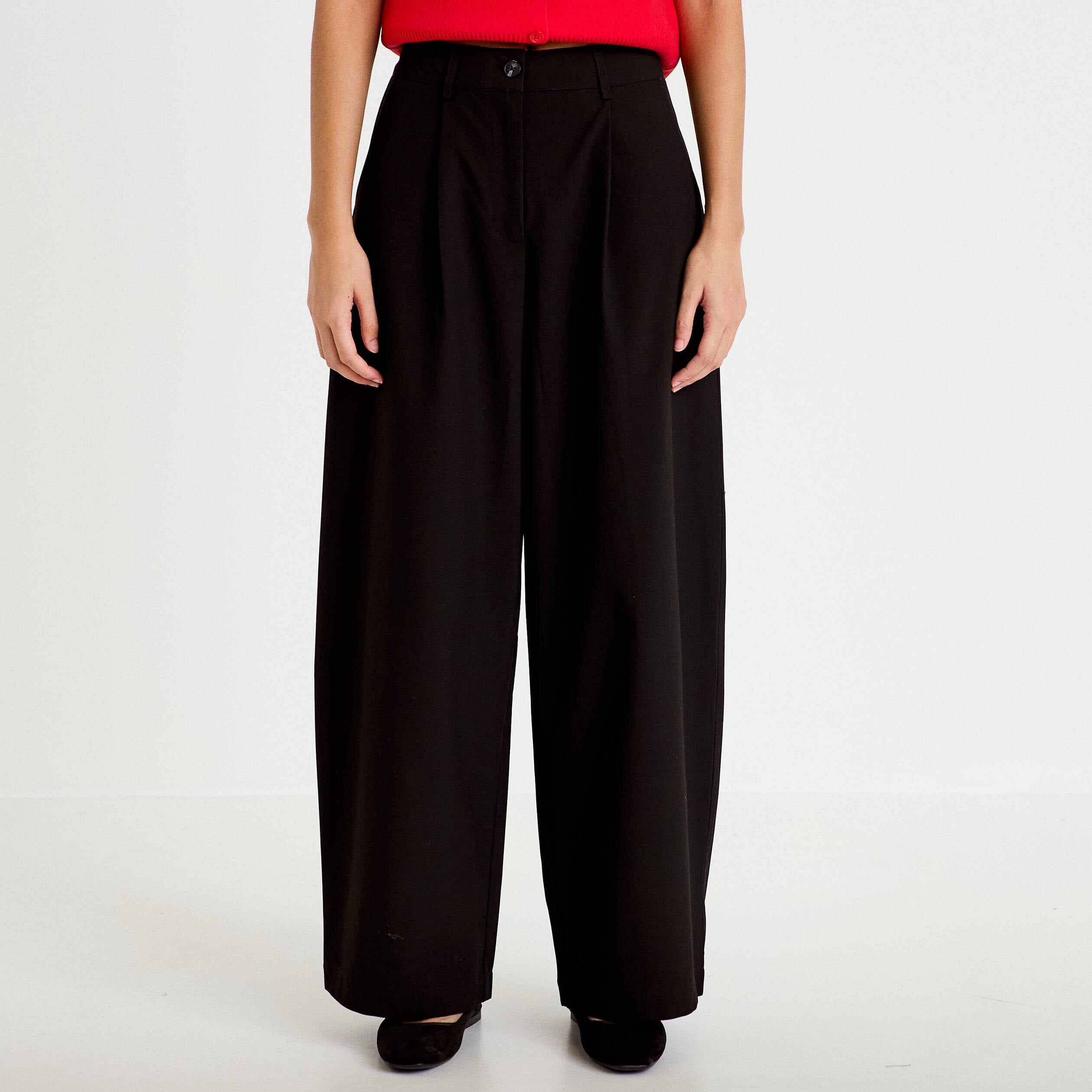 Pantalon barrel taille standard noir femme