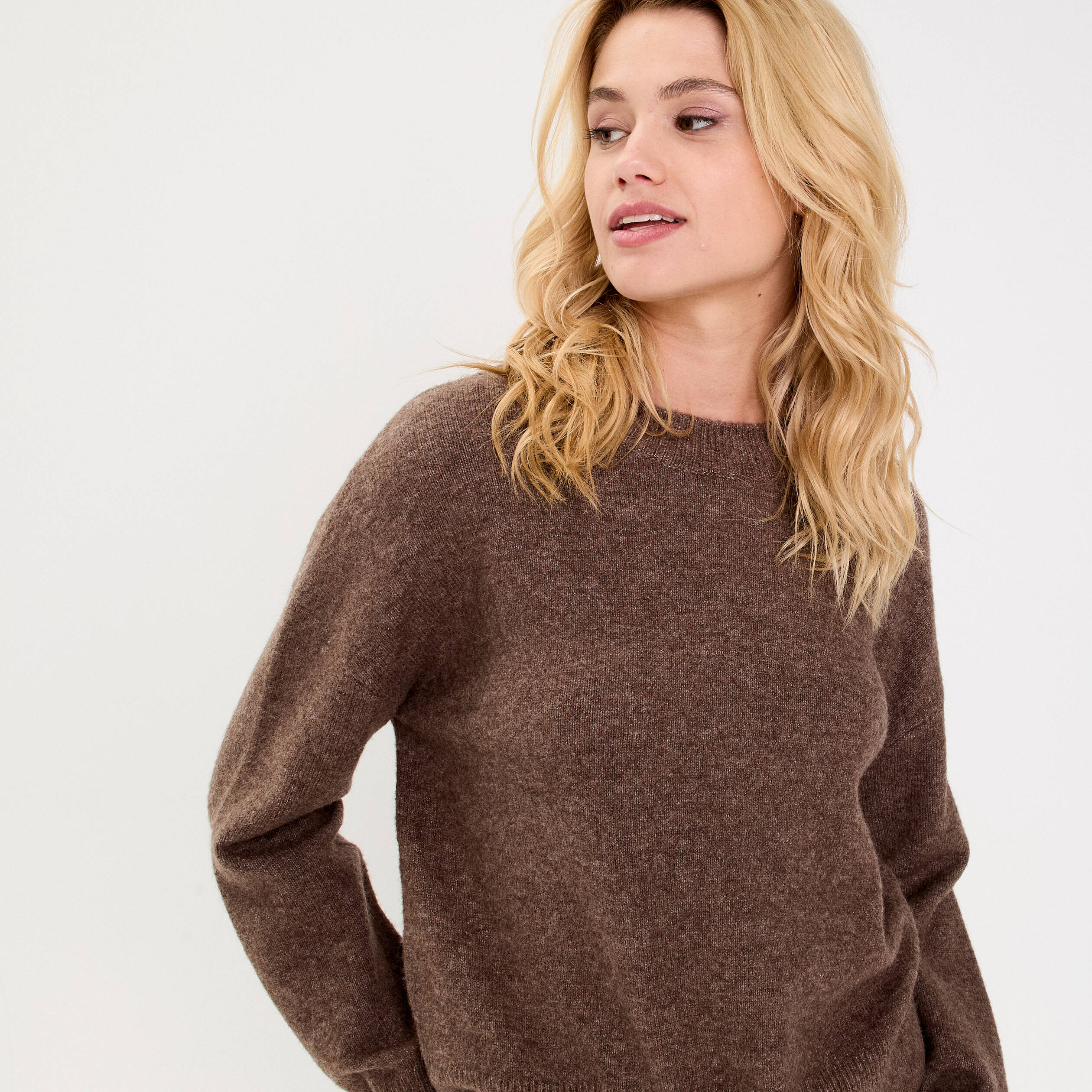 pull femme marron foncé