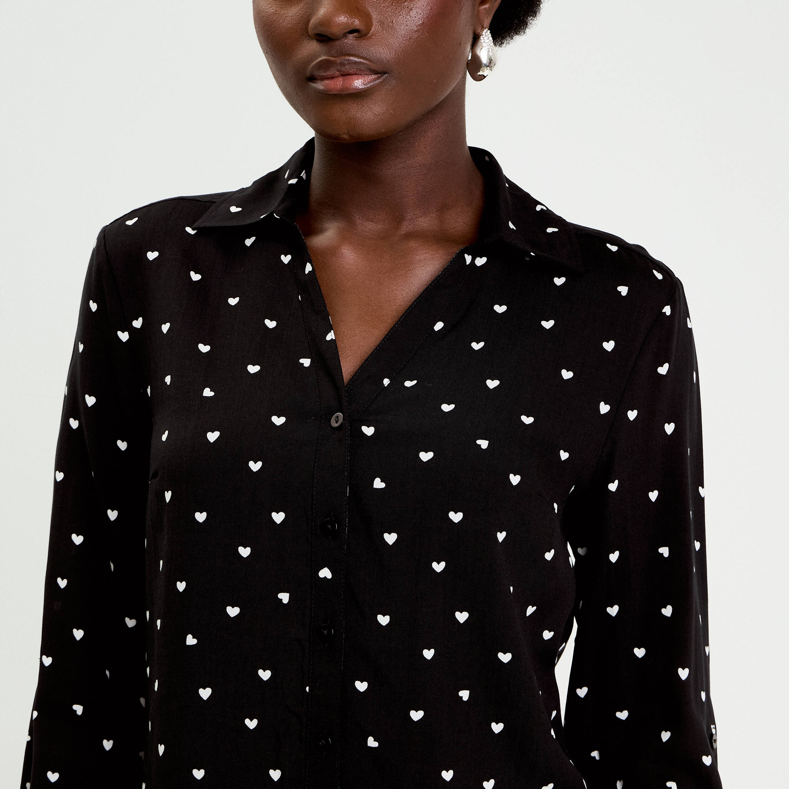 Chemise manches longues noir femme