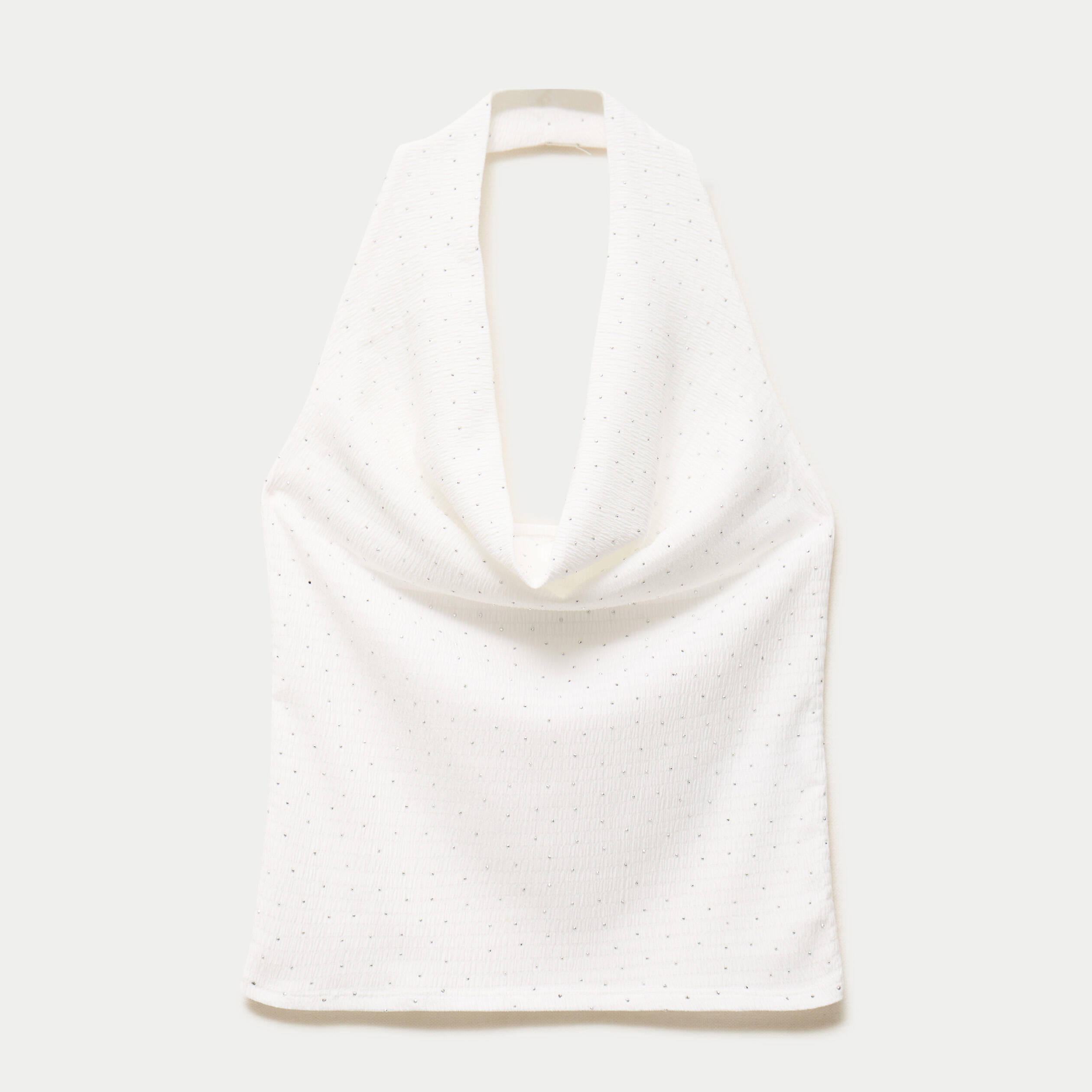 Top ajust&eacute; sans manches col b&eacute;nitier ecru femme