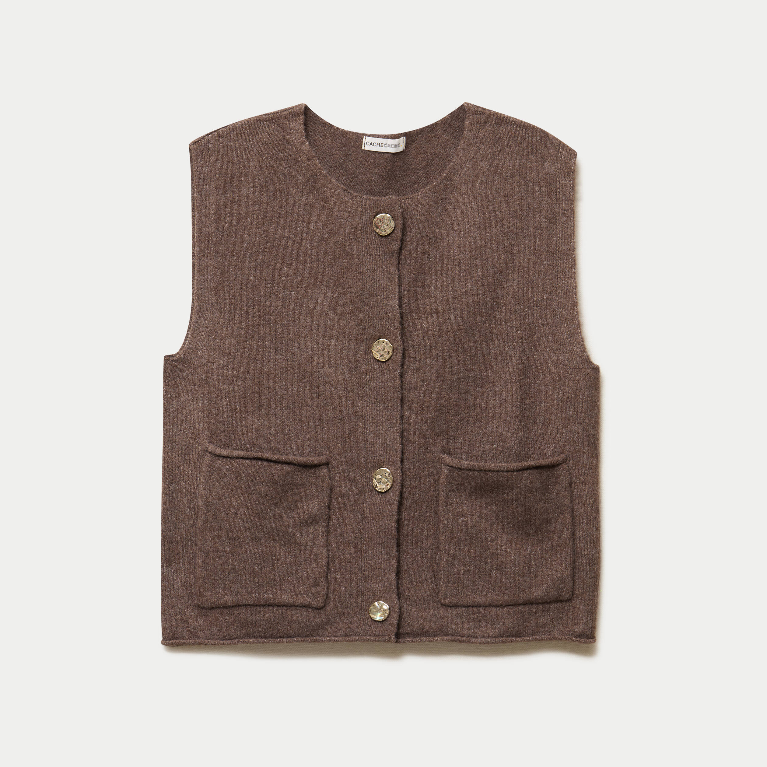 Gilet sans manches marron fonc&eacute; femme