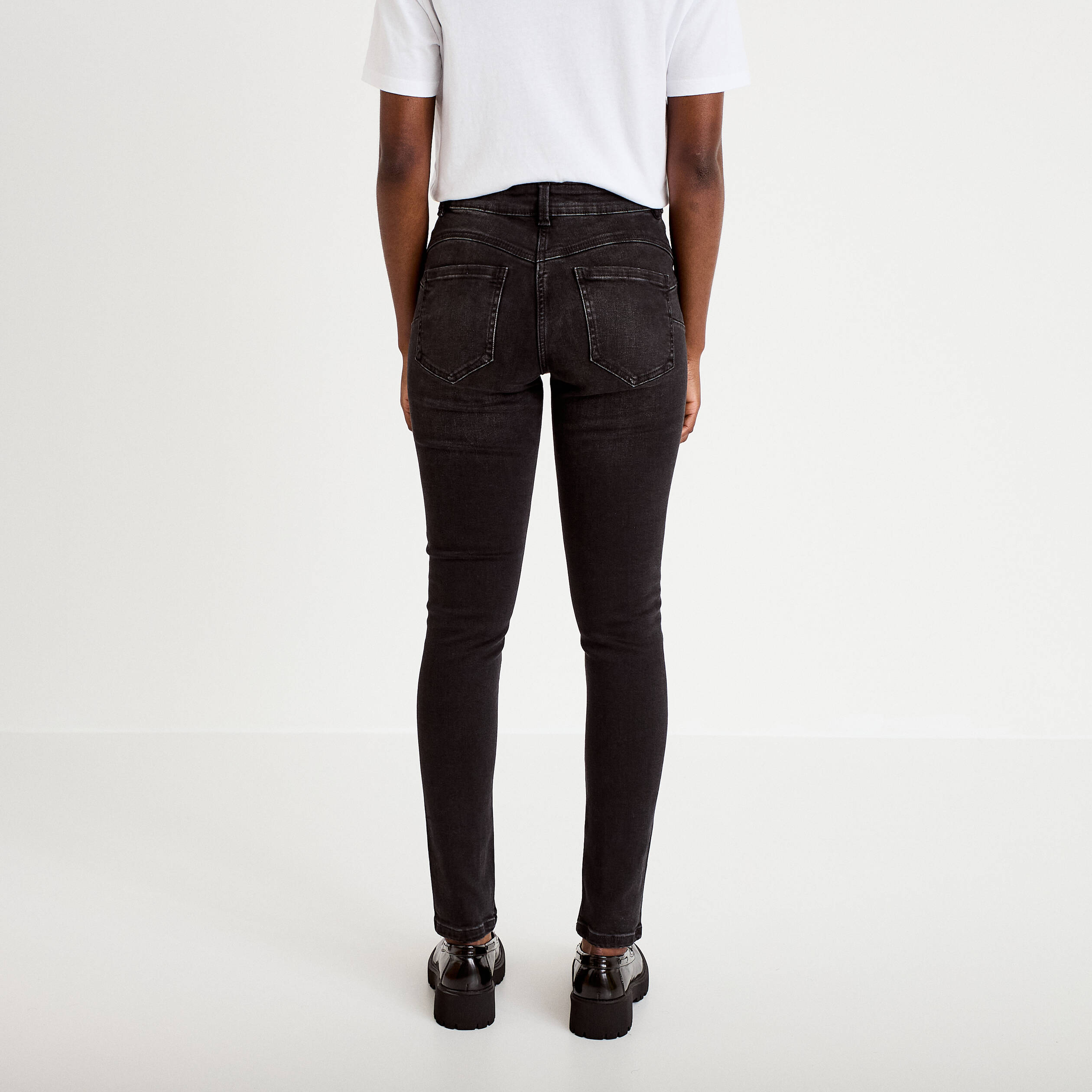 Jean skinny push-up taille standard denim noir femme