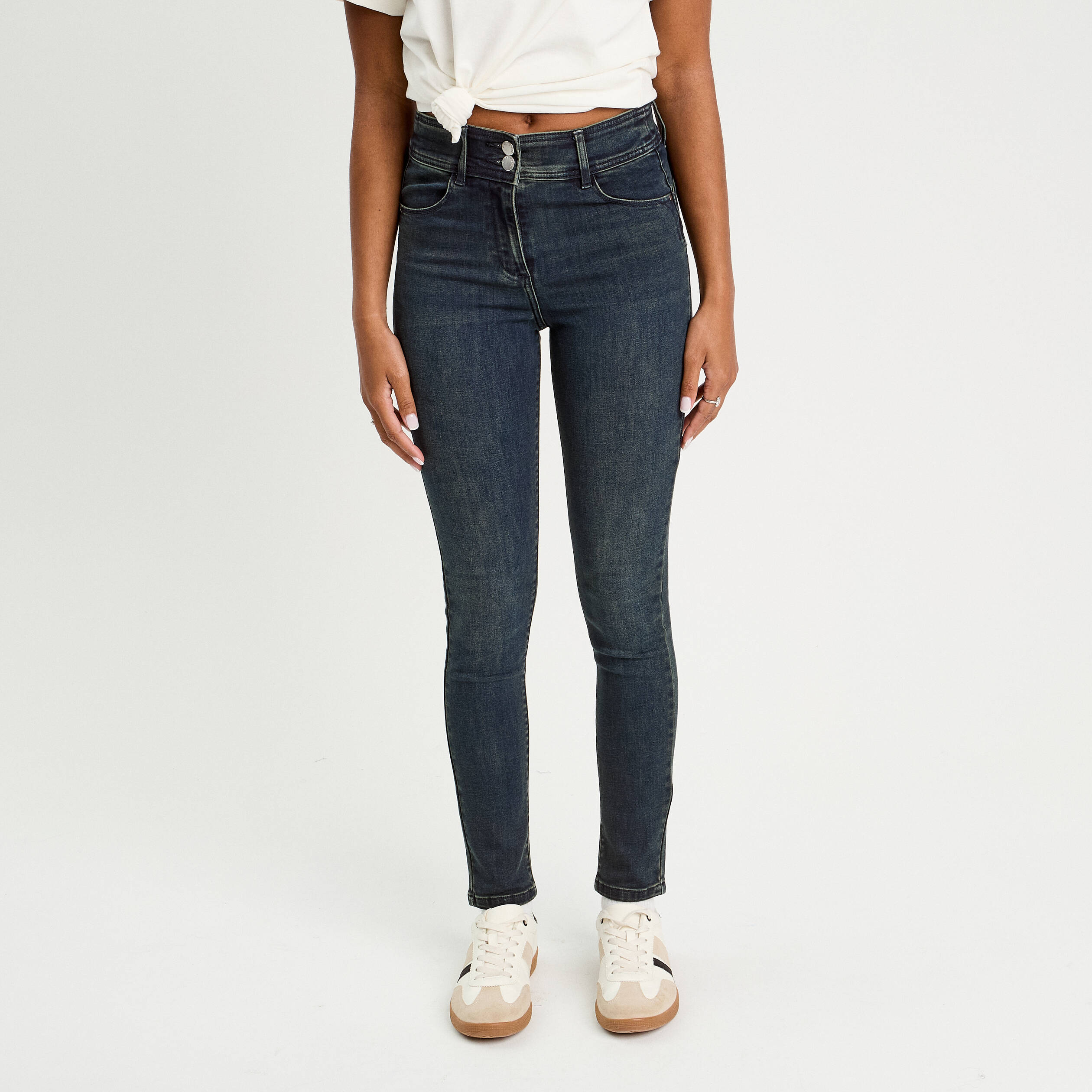 Jeans slim push-up denim blue black femme