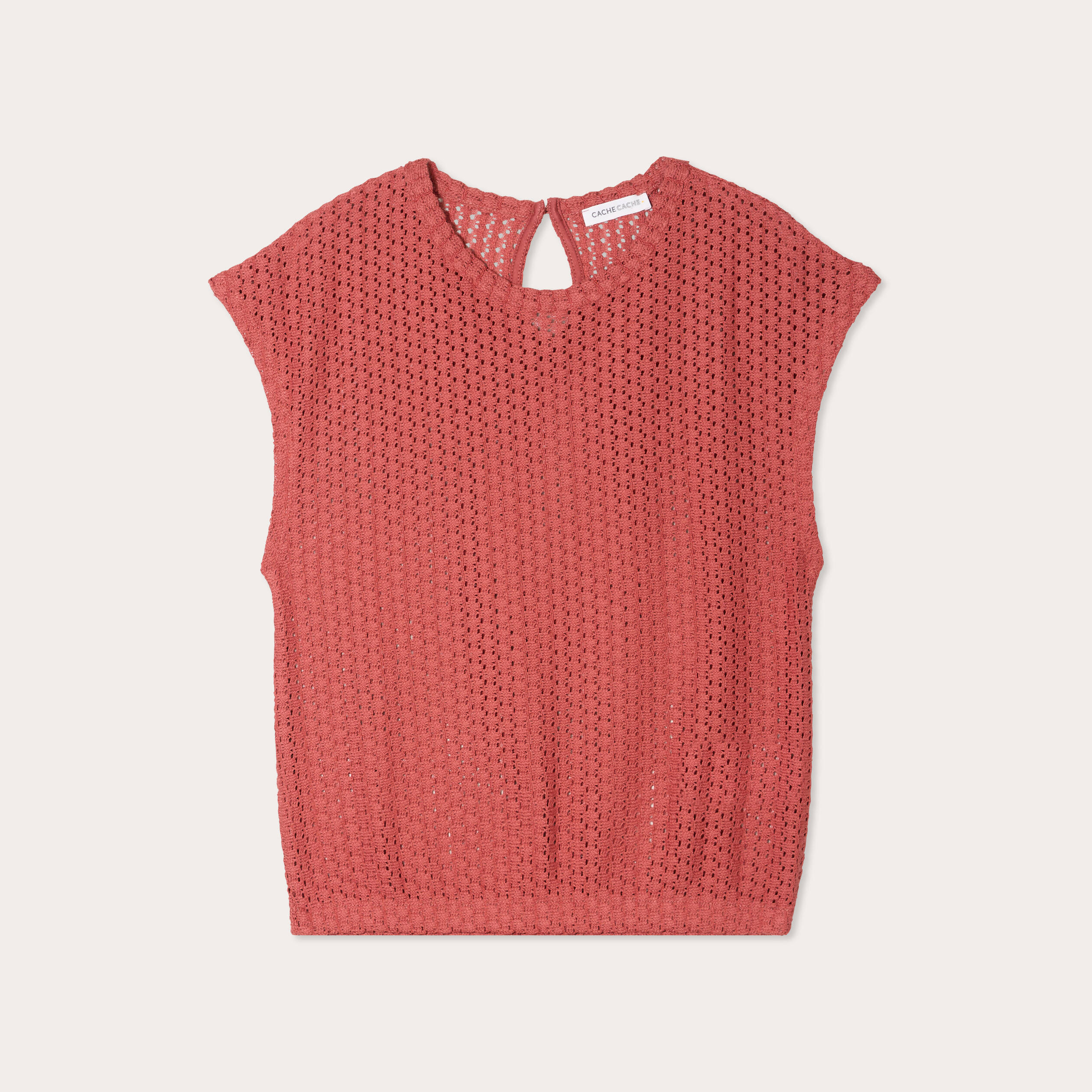 D&eacute;bardeur ajour&eacute; vieux rose femme
