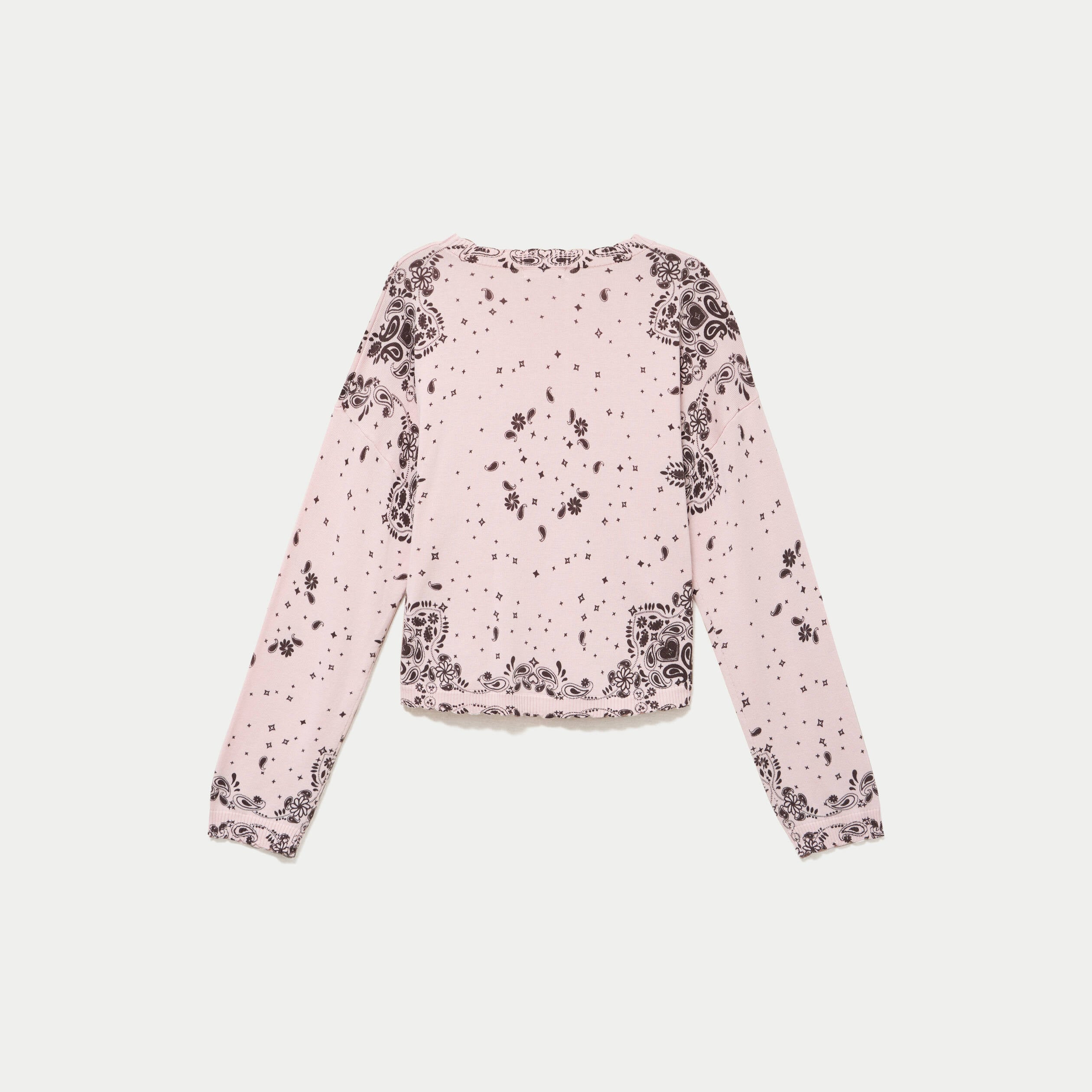 Pull col rond manches longues rose clair femme