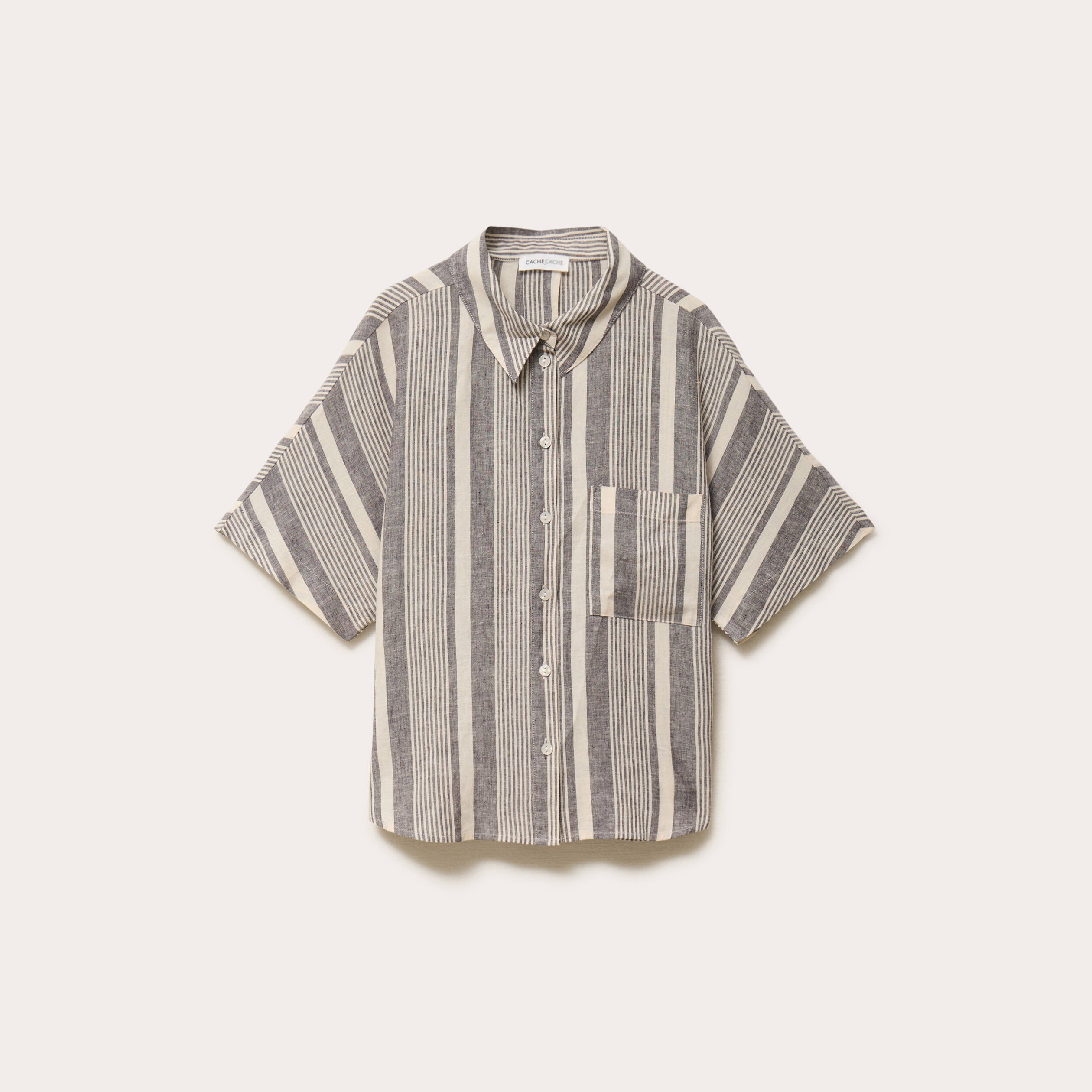 Chemise droite courte col classique blanc femme