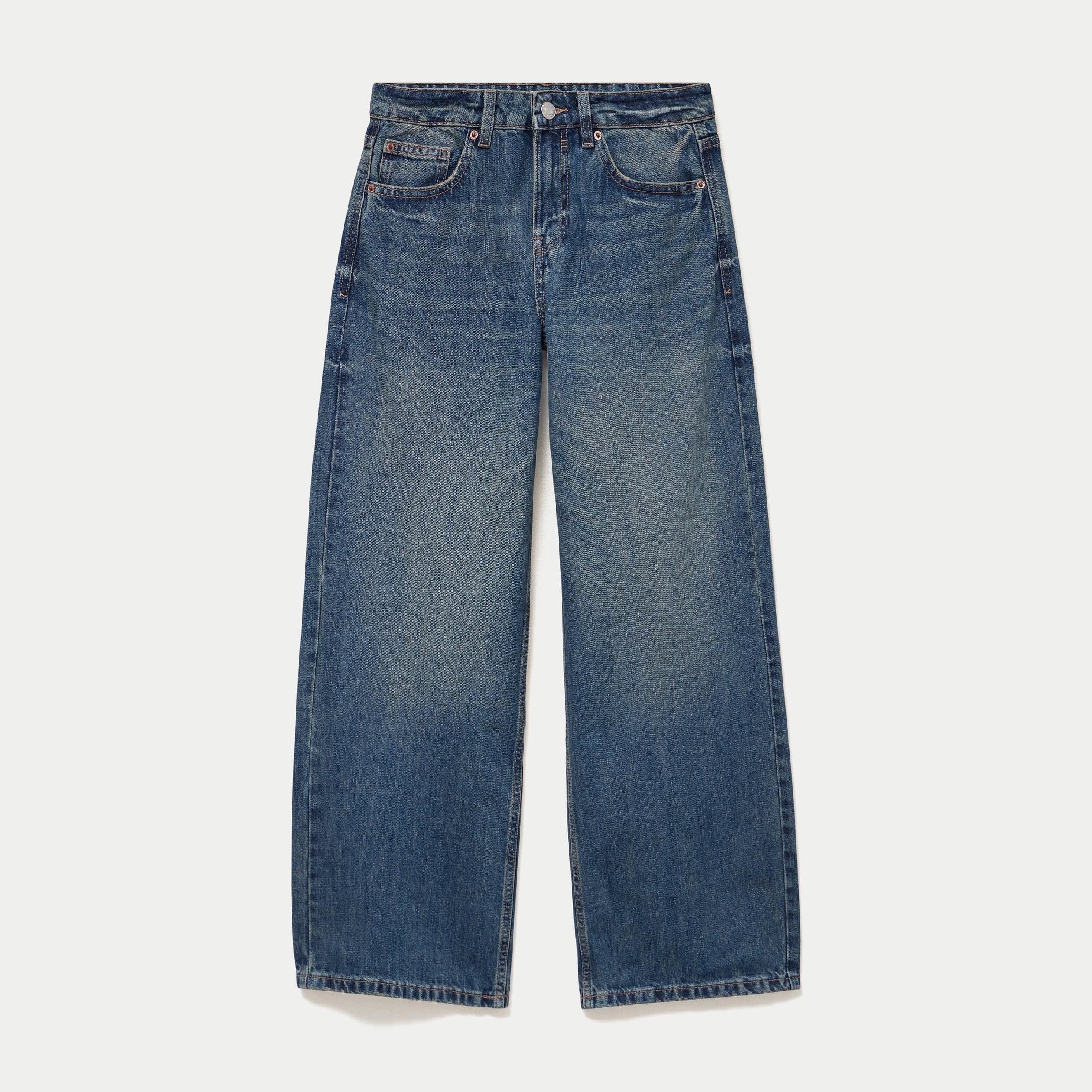 Jean wide leg taille basse denim double stone femme