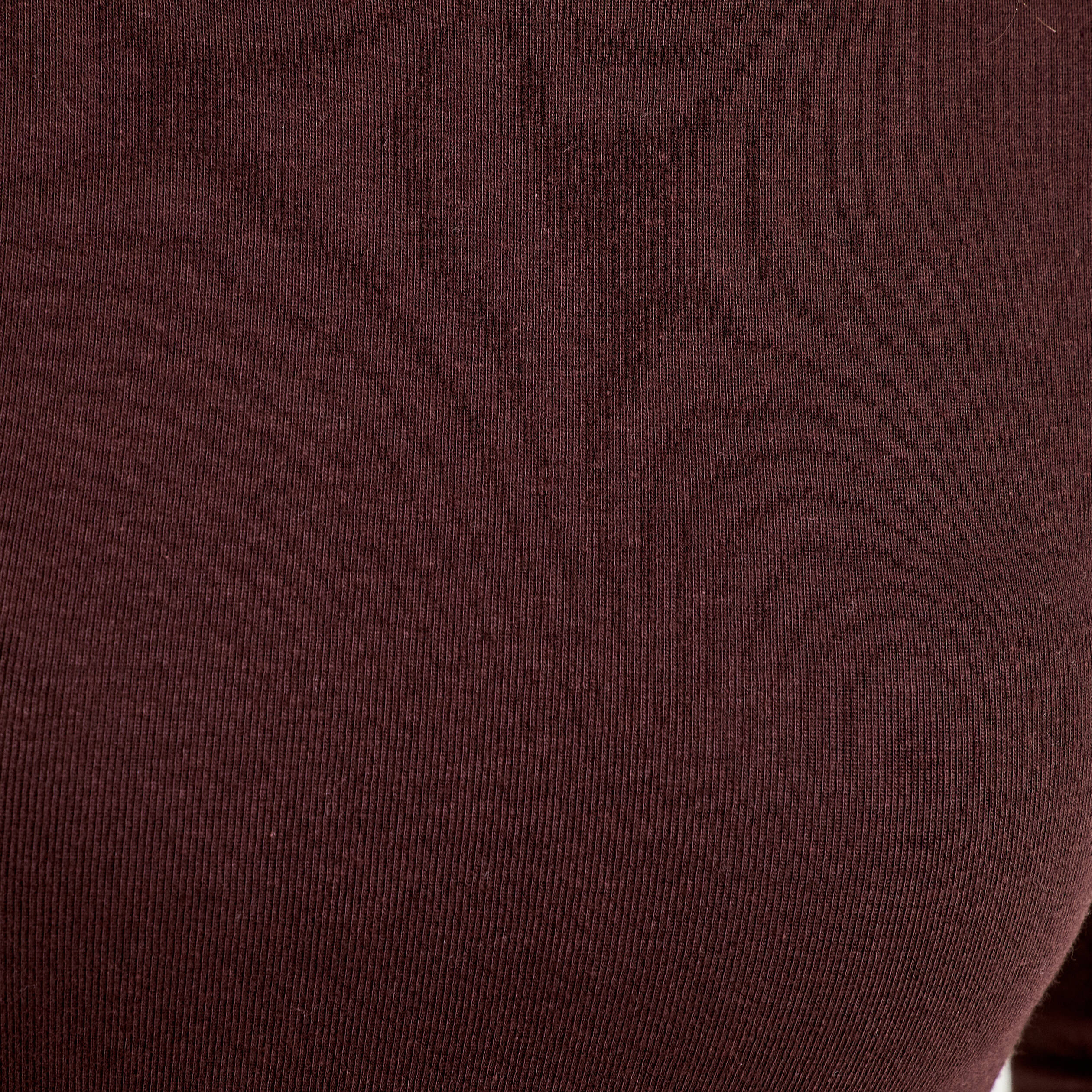 T-shirt cintr&eacute; col rond manches longues marron fonc&eacute; femme