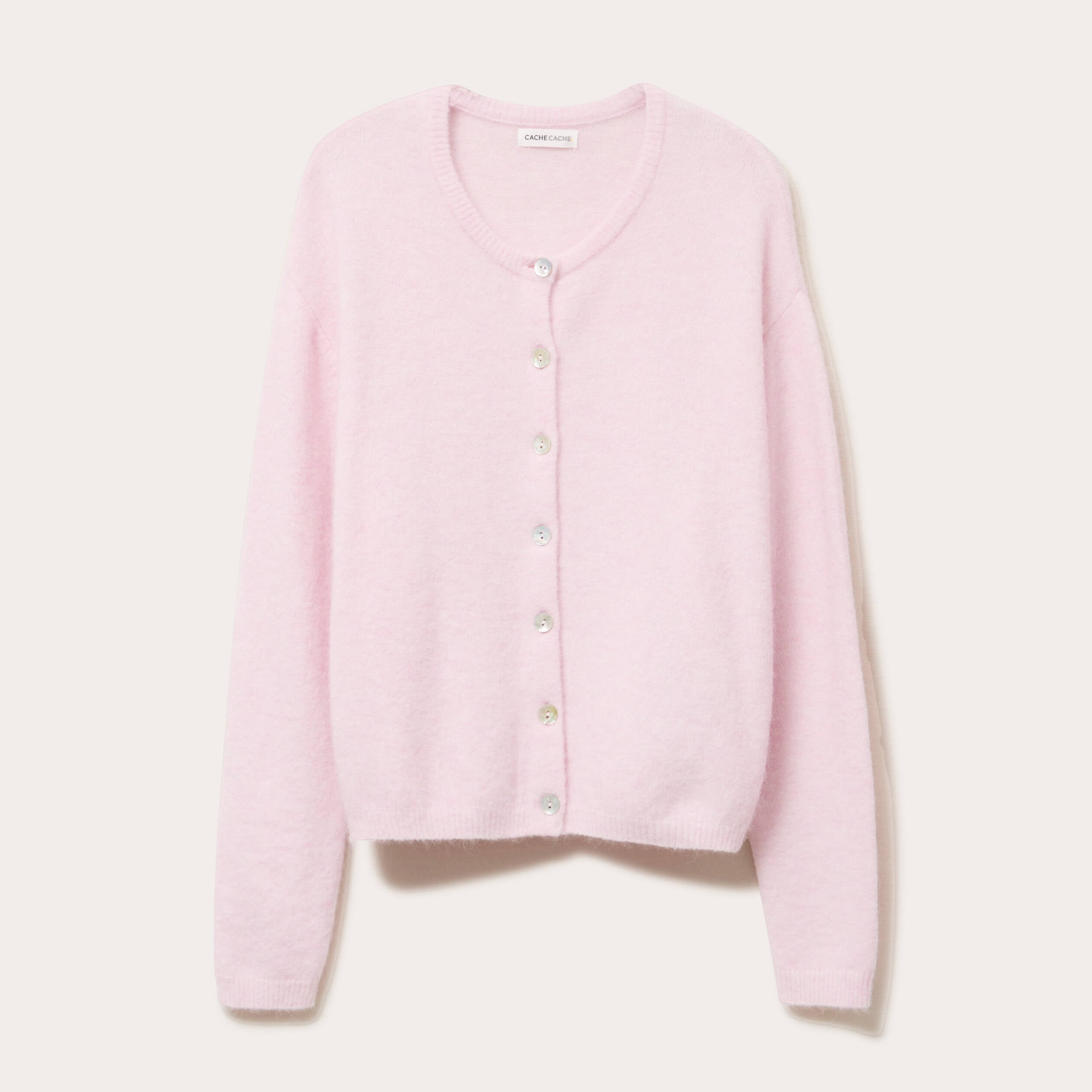 Gilet manches longues rose clair femme