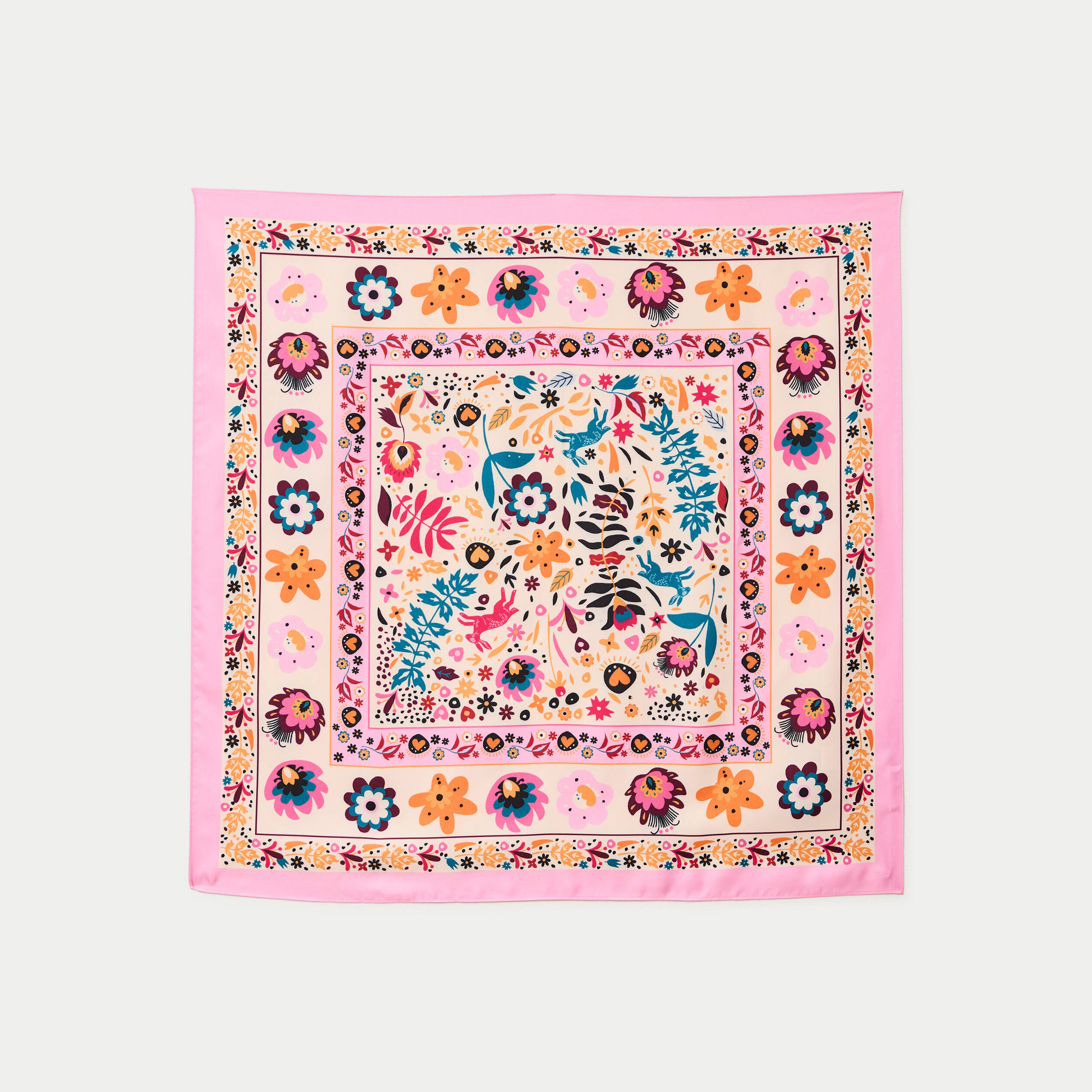 Foulard satin&eacute; soyeux rose clair femme