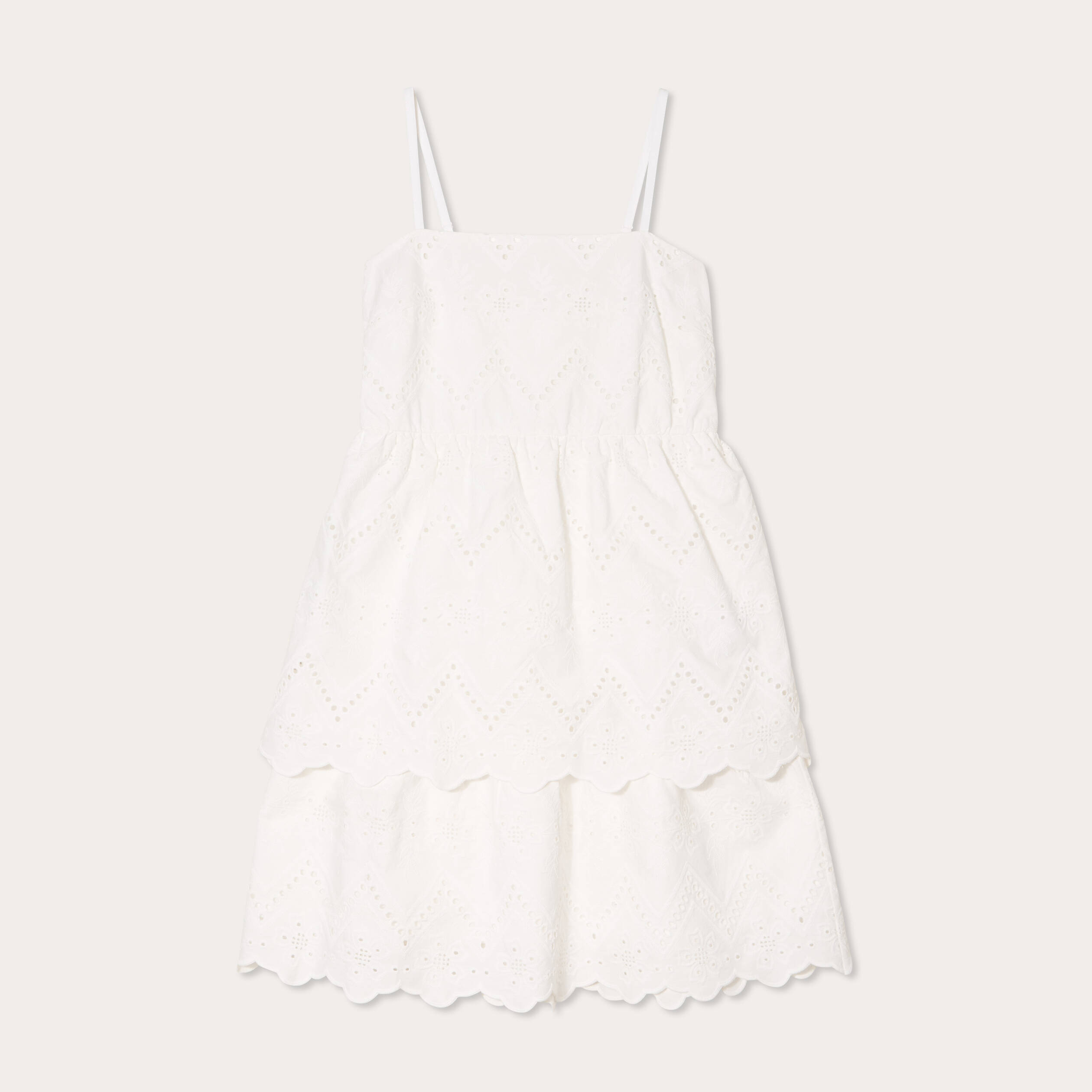 Robe &eacute;vas&eacute;e broderie anglaise blanc femme