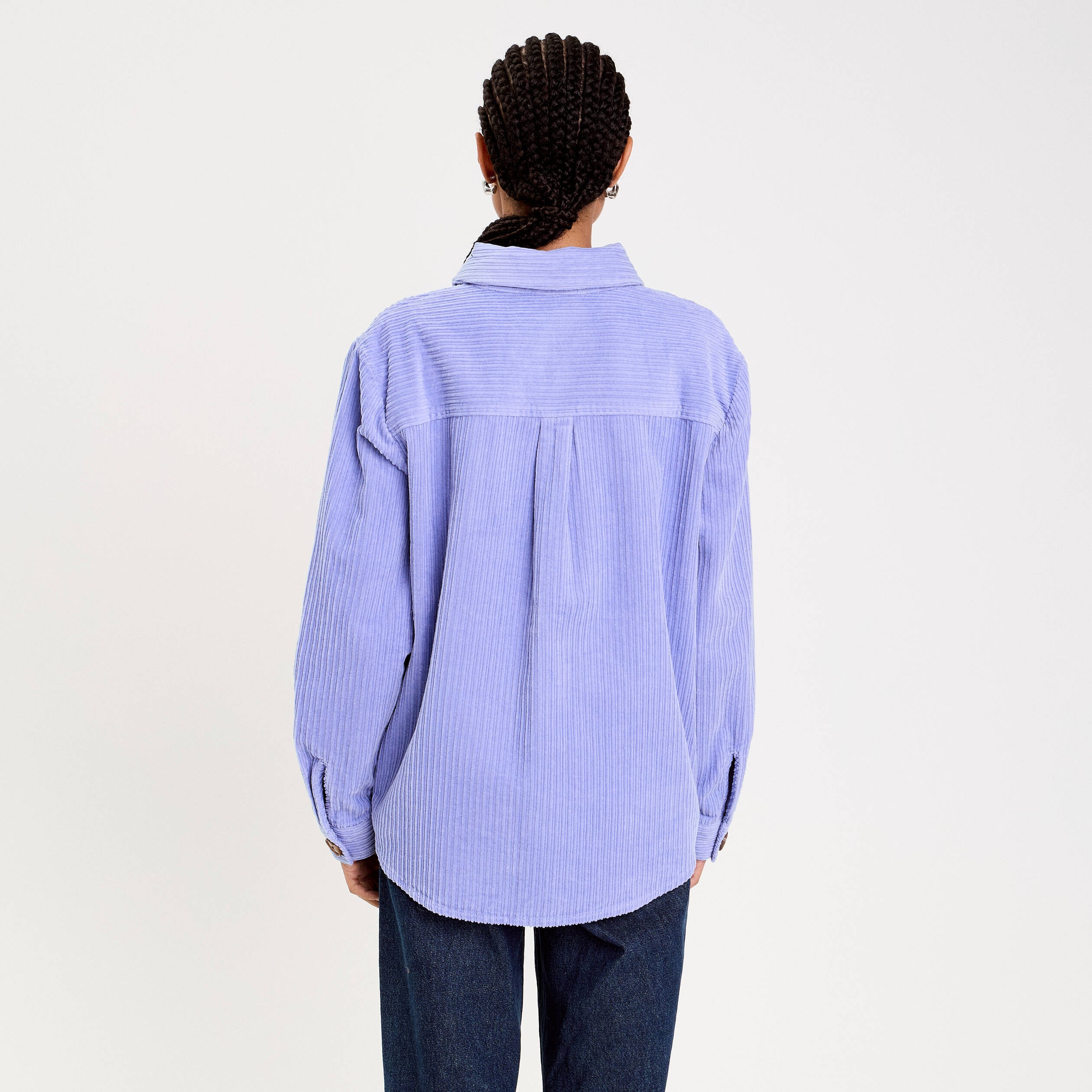 Surchemise oversize col chemise en coton mauve femme