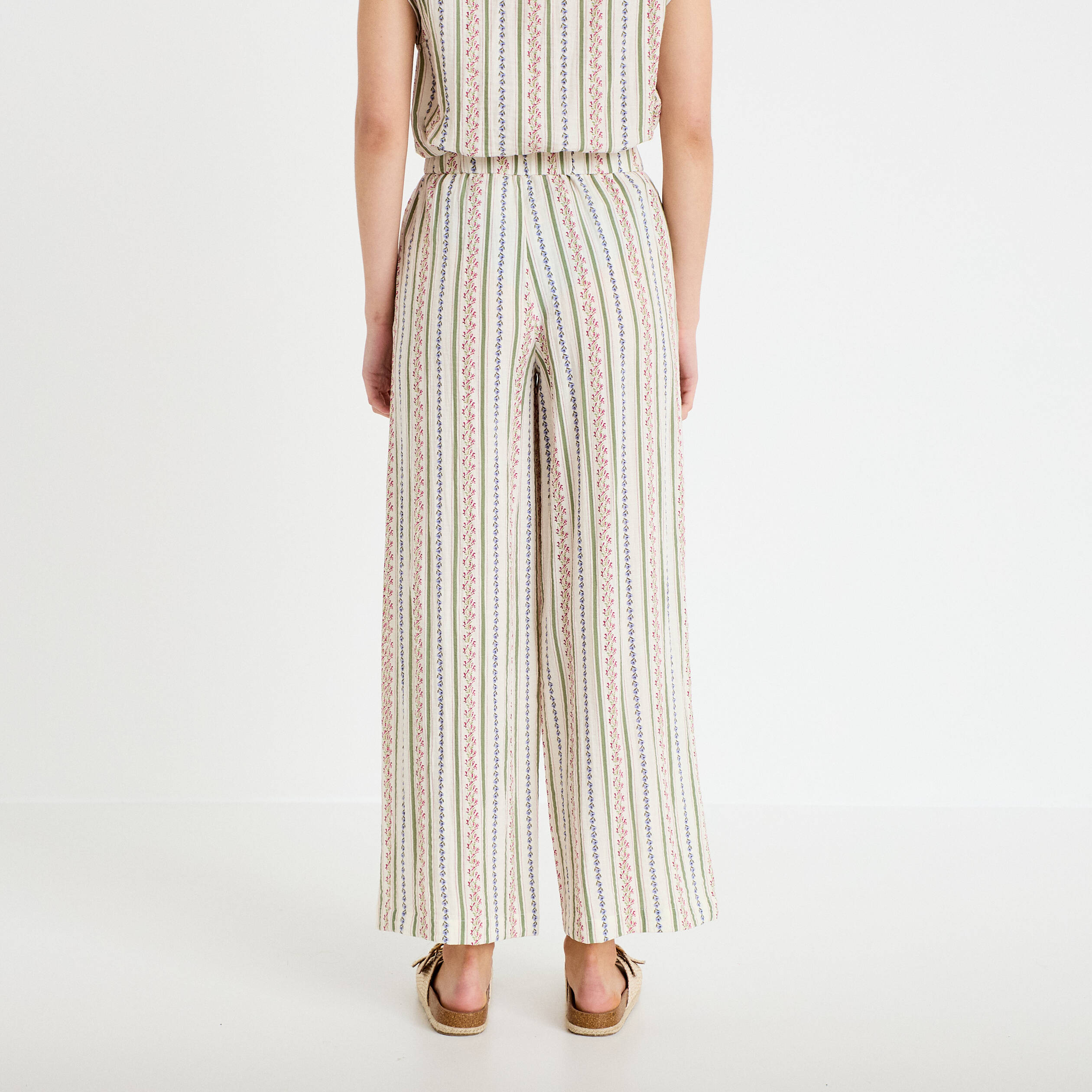 Pantalon coupe large beige femme