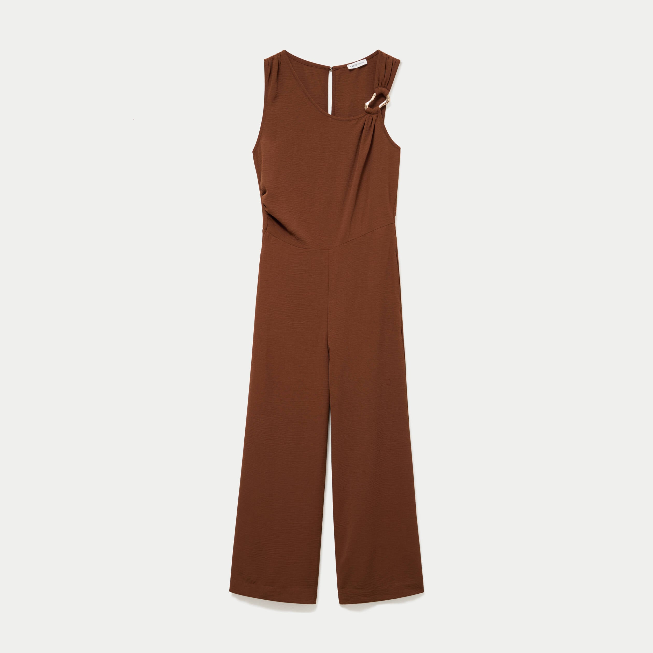 Combinaison large sans manches col rond marron femme