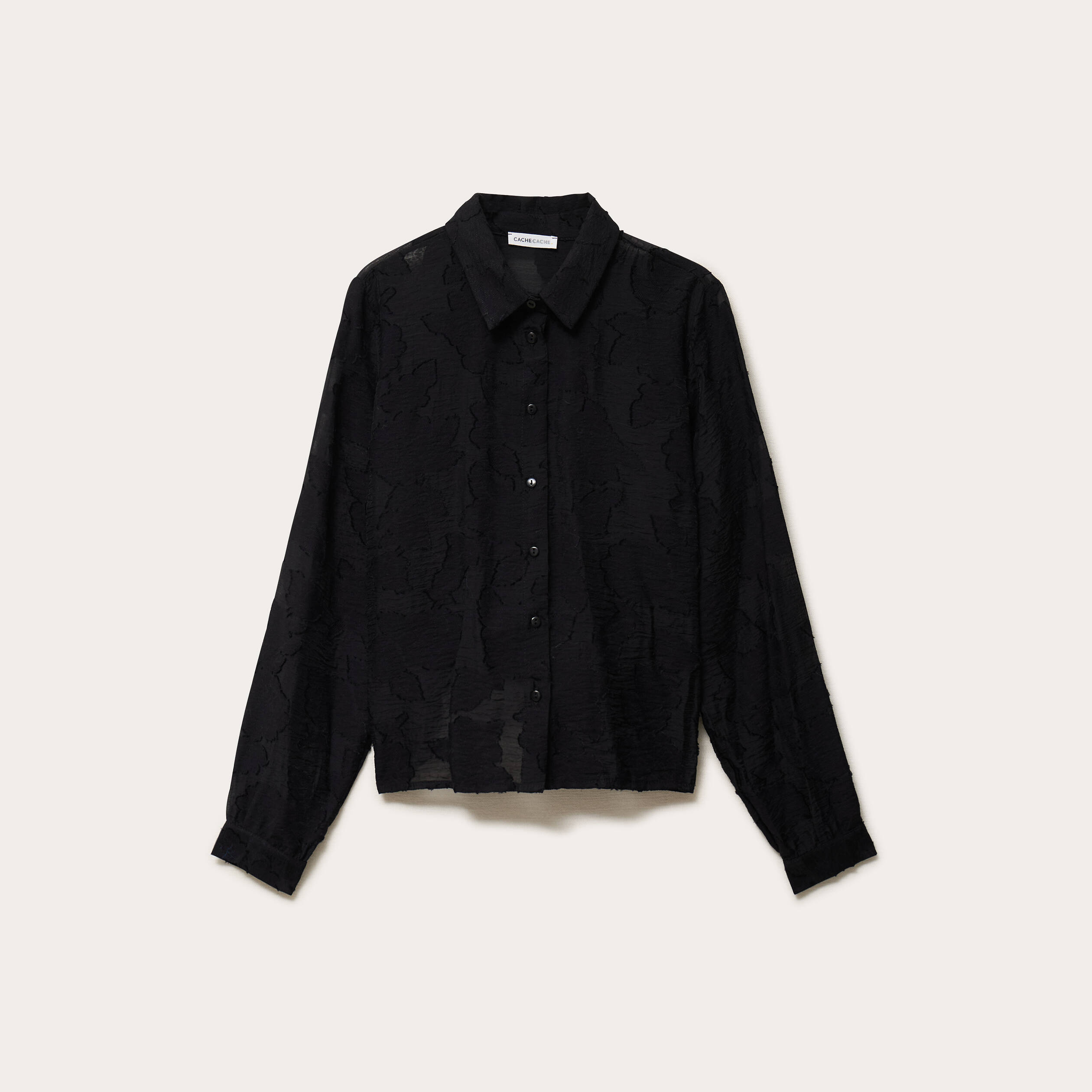 Chemise pliss&eacute;e manches longues noir femme