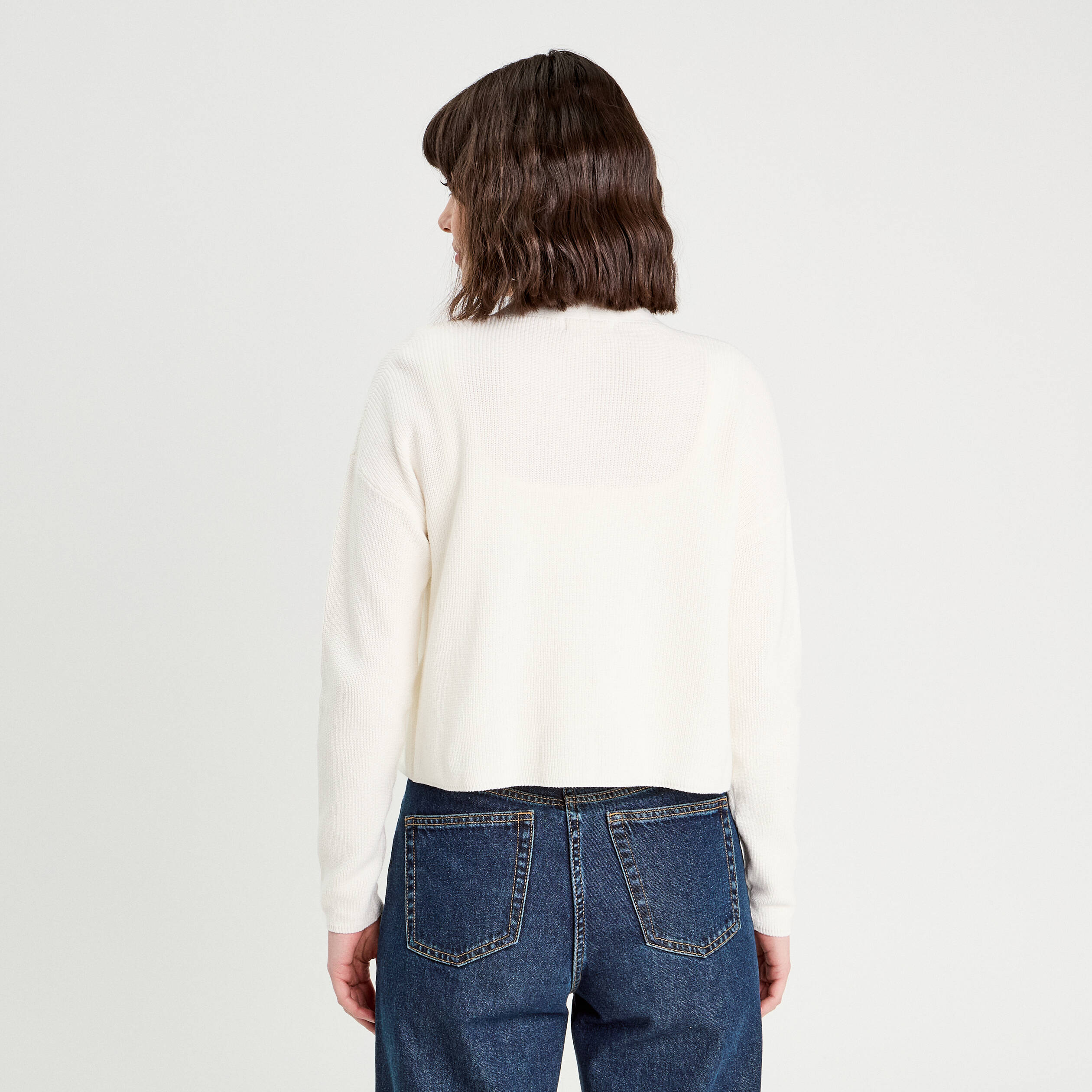 Gilet manches longues ecru femme