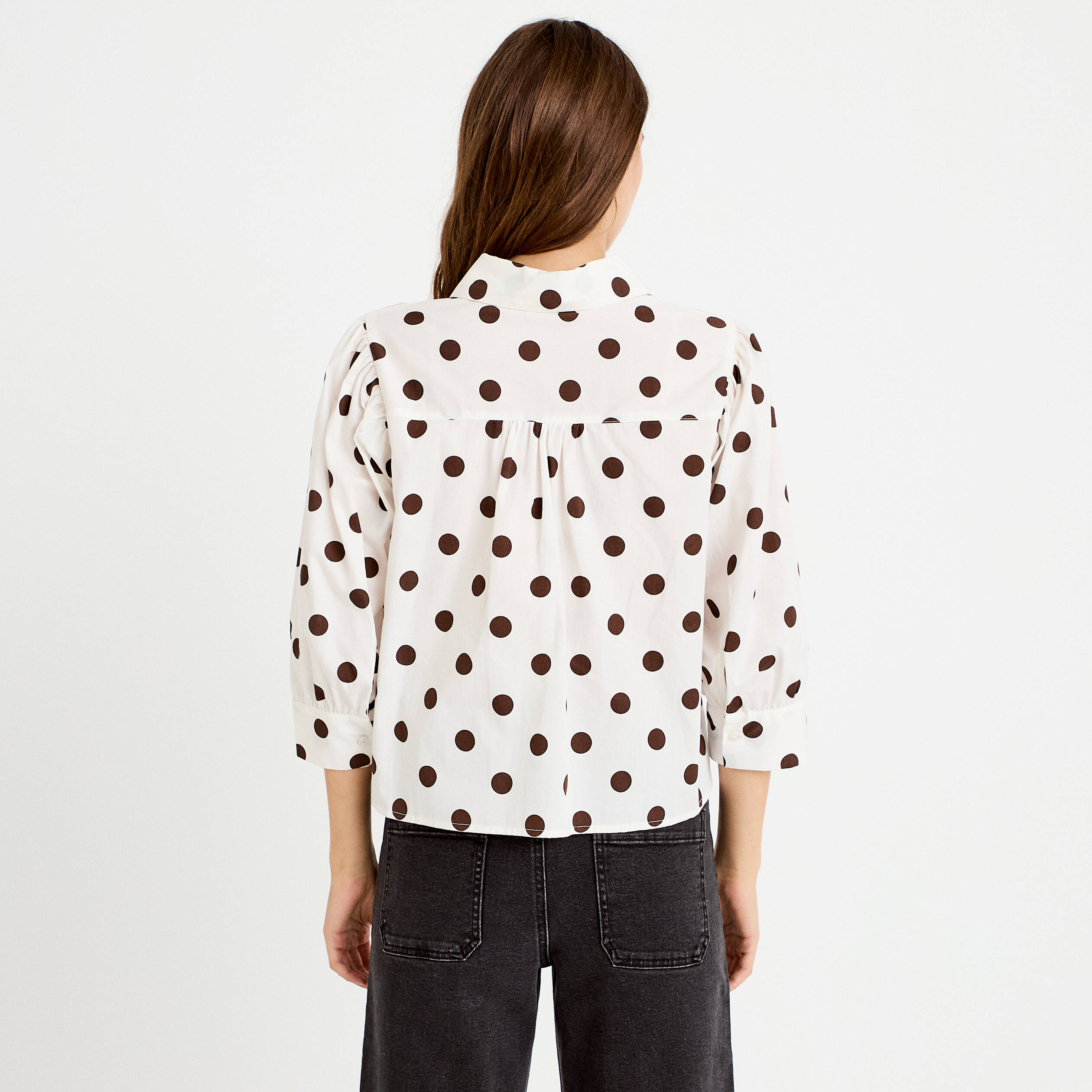 Chemise droite manches longues blanc femme