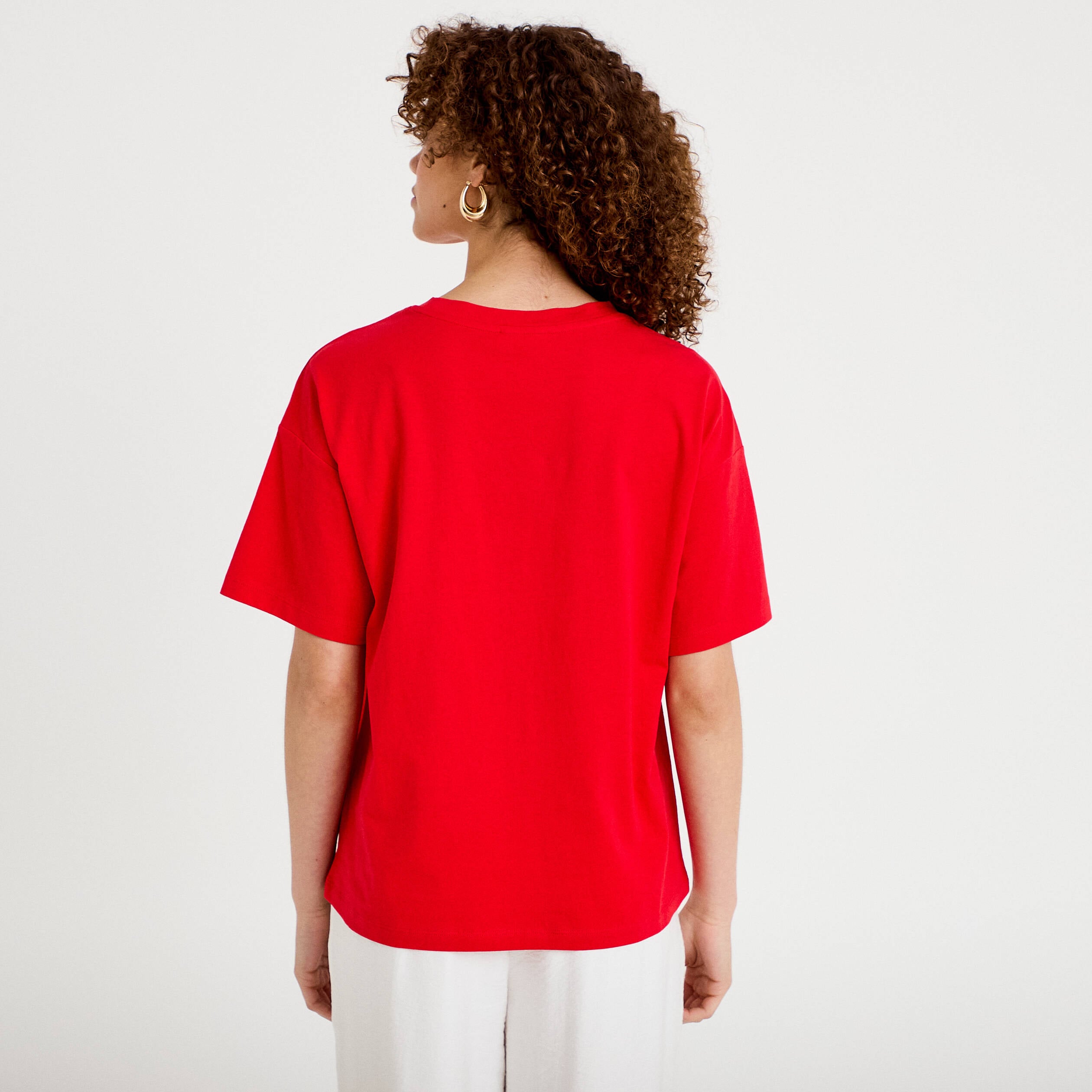 T-shirt oversize manches courtes rouge femme