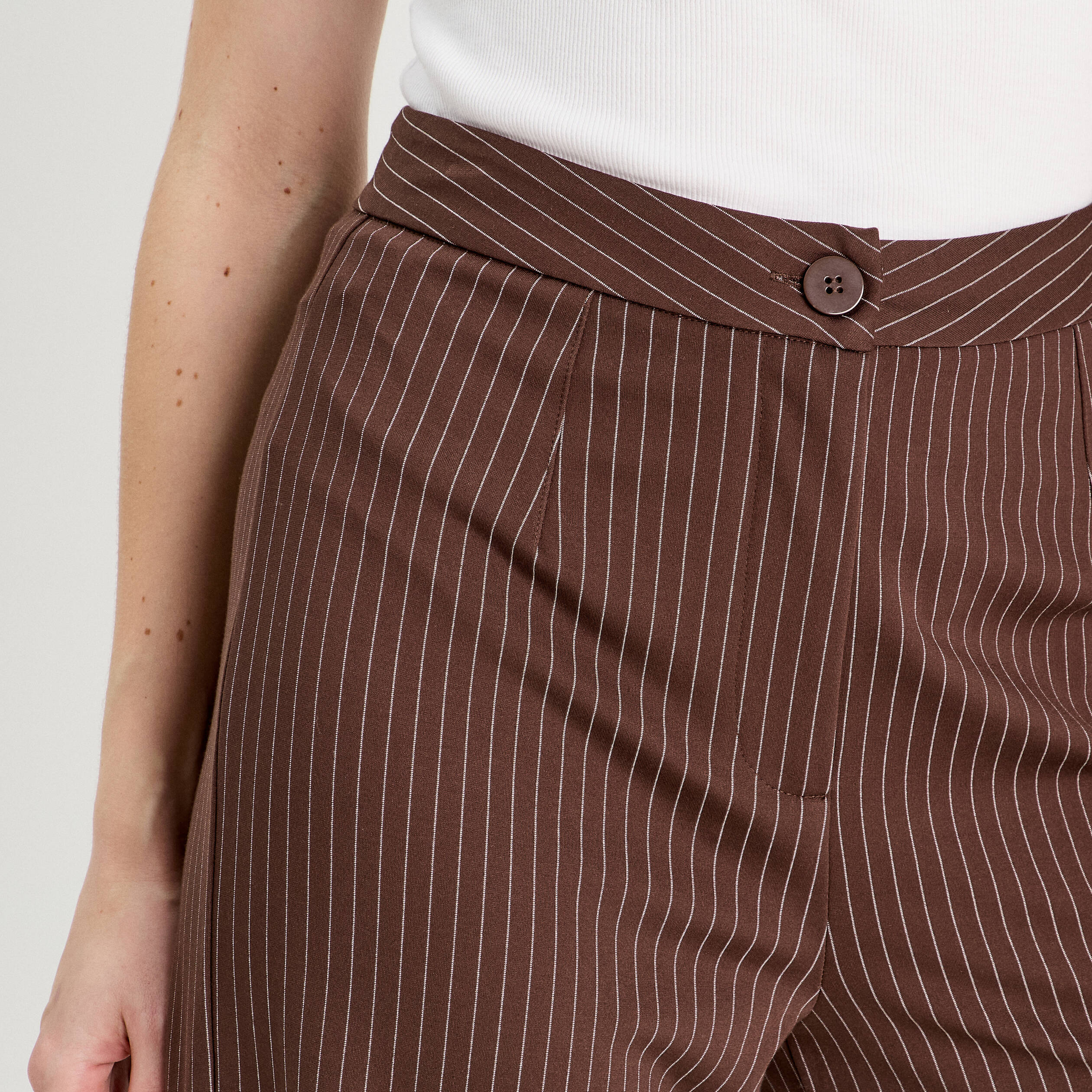 Pantalon Femme Cotélac Taille 46 - Marron Chocolat - Jean Slim En Coton, Laine, Lin - Occasion TB état