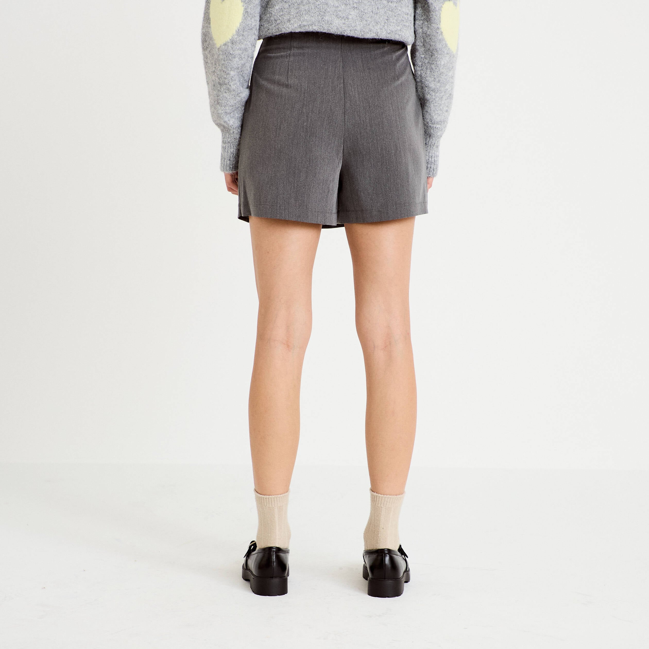 Jupe-short droite fentes gris clair femme